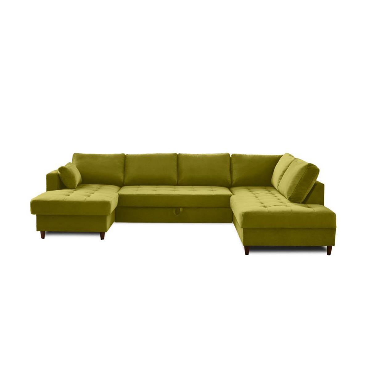 LISA DESIGN Anna - canapé panoramique d'angle droit - 7 places - convertible avec coffre - en velours