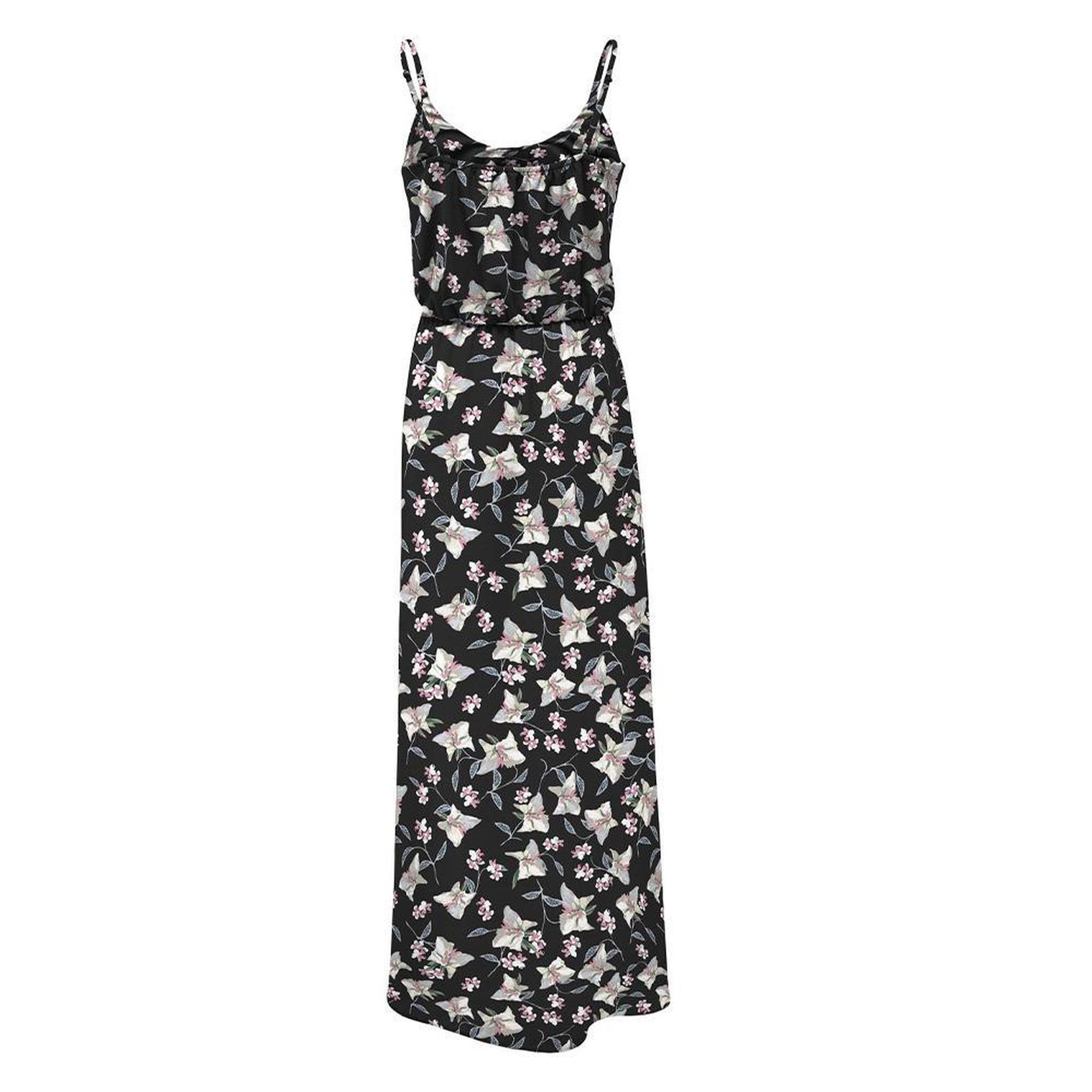 Voir la diapositive 2 : Only Robe Longue Noire/Rose à fleurs Femme Only Nova