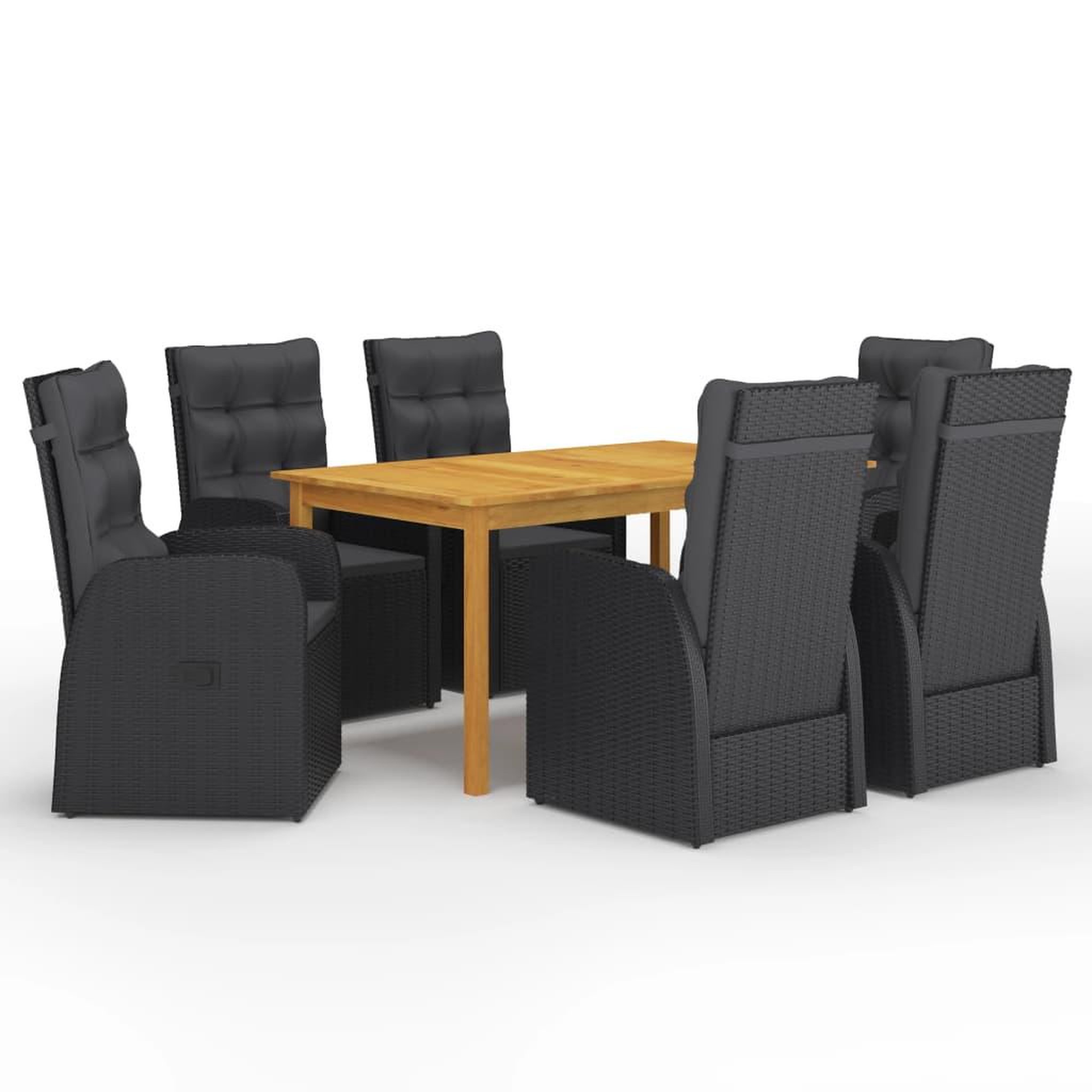 Voir la diapositive 1 : VIDAXL Ensemble a manger de jardin 7 pcs Noir