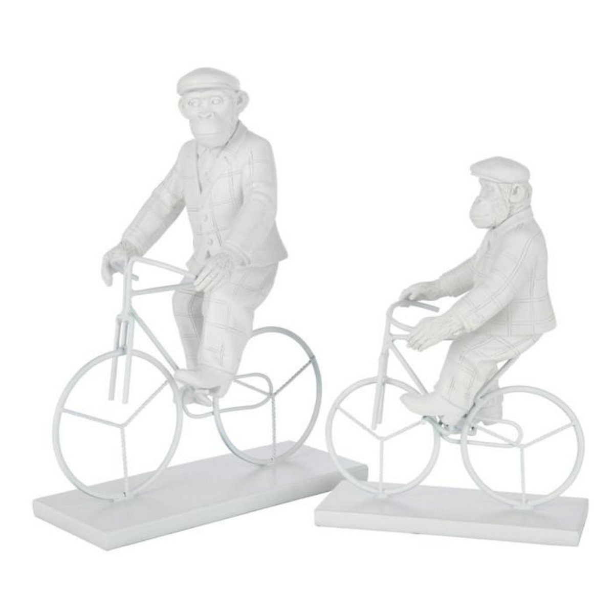 Paris Prix Statuette Déco  Singe Vélo  25cm Blanc