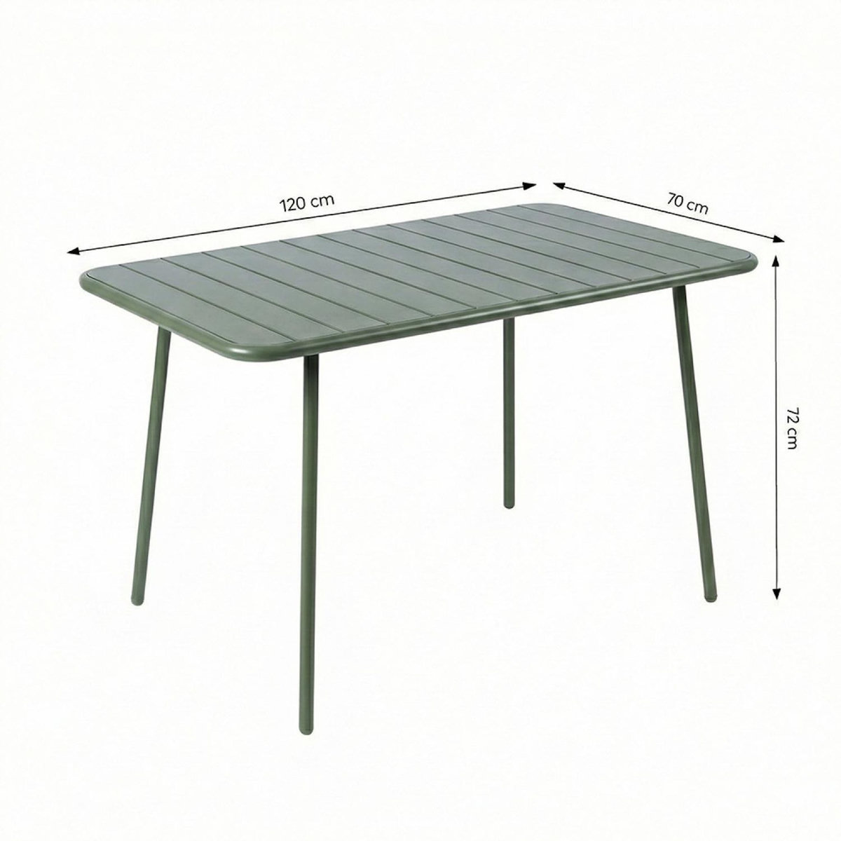 CONCEPT USINE Table de jardin 4 à 6 places 120cm vert BERGAME