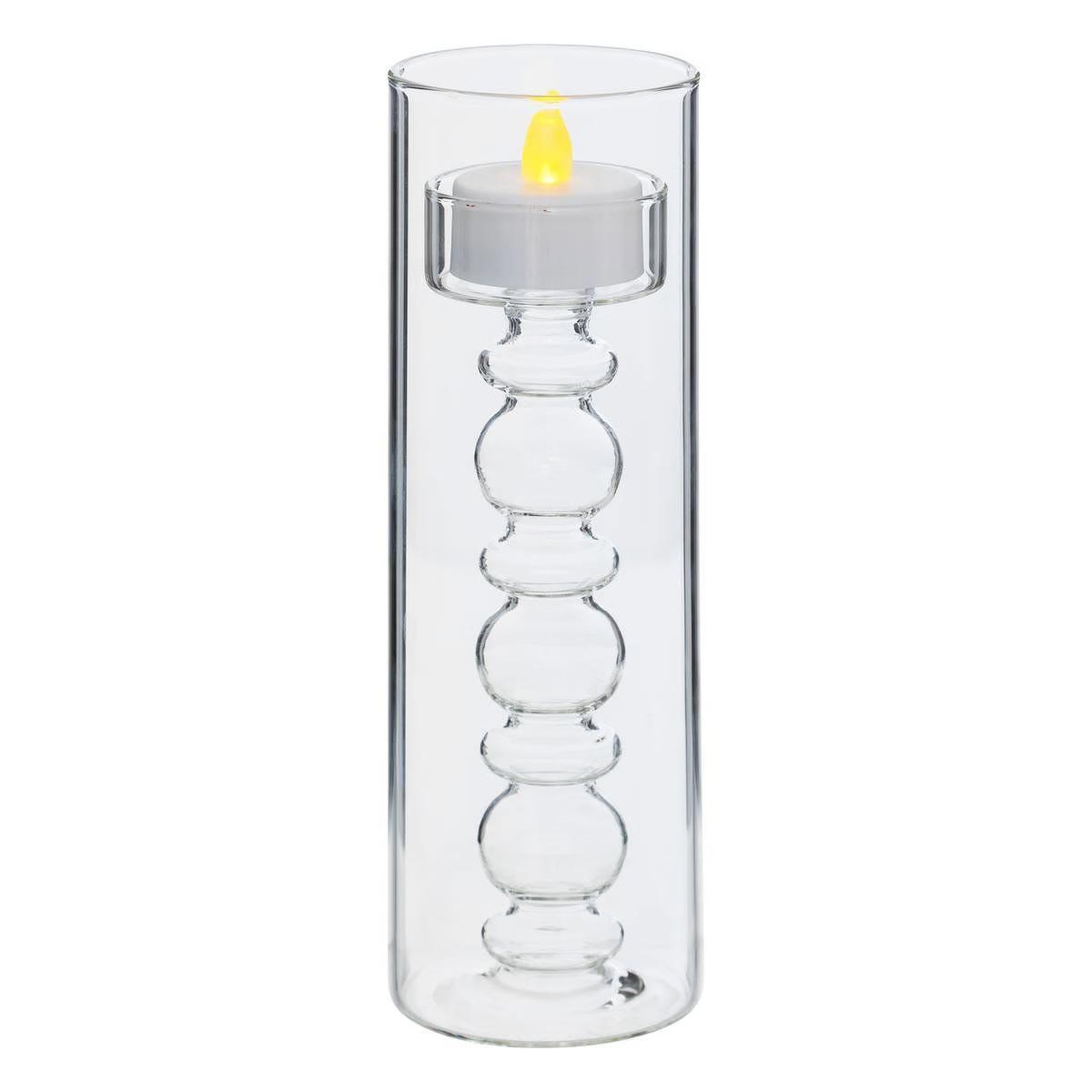 Voir la diapositive 5 : ATMOSPHERA Lot de 3 bougies led en verre  lena  19cm transparent