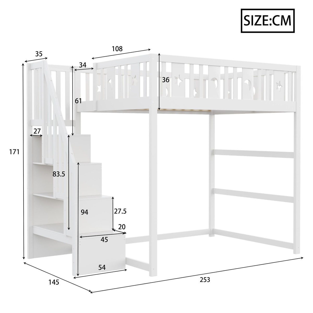 MERAX Lit mezzanine enfant