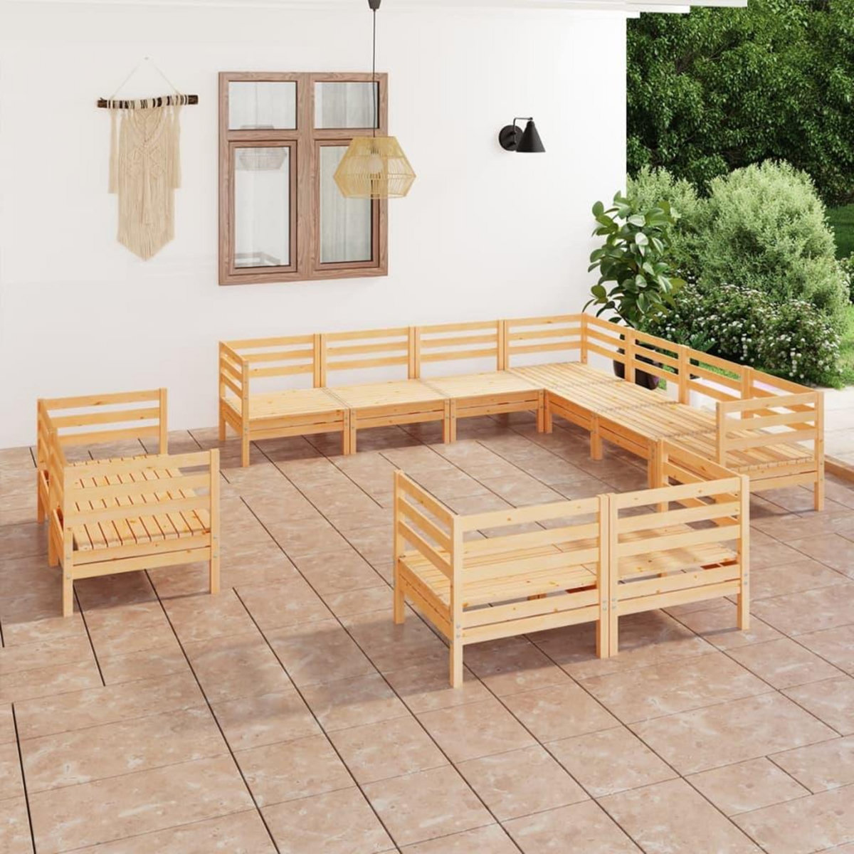 VIDAXL Salon de jardin 11 pcs Bois de pin massif