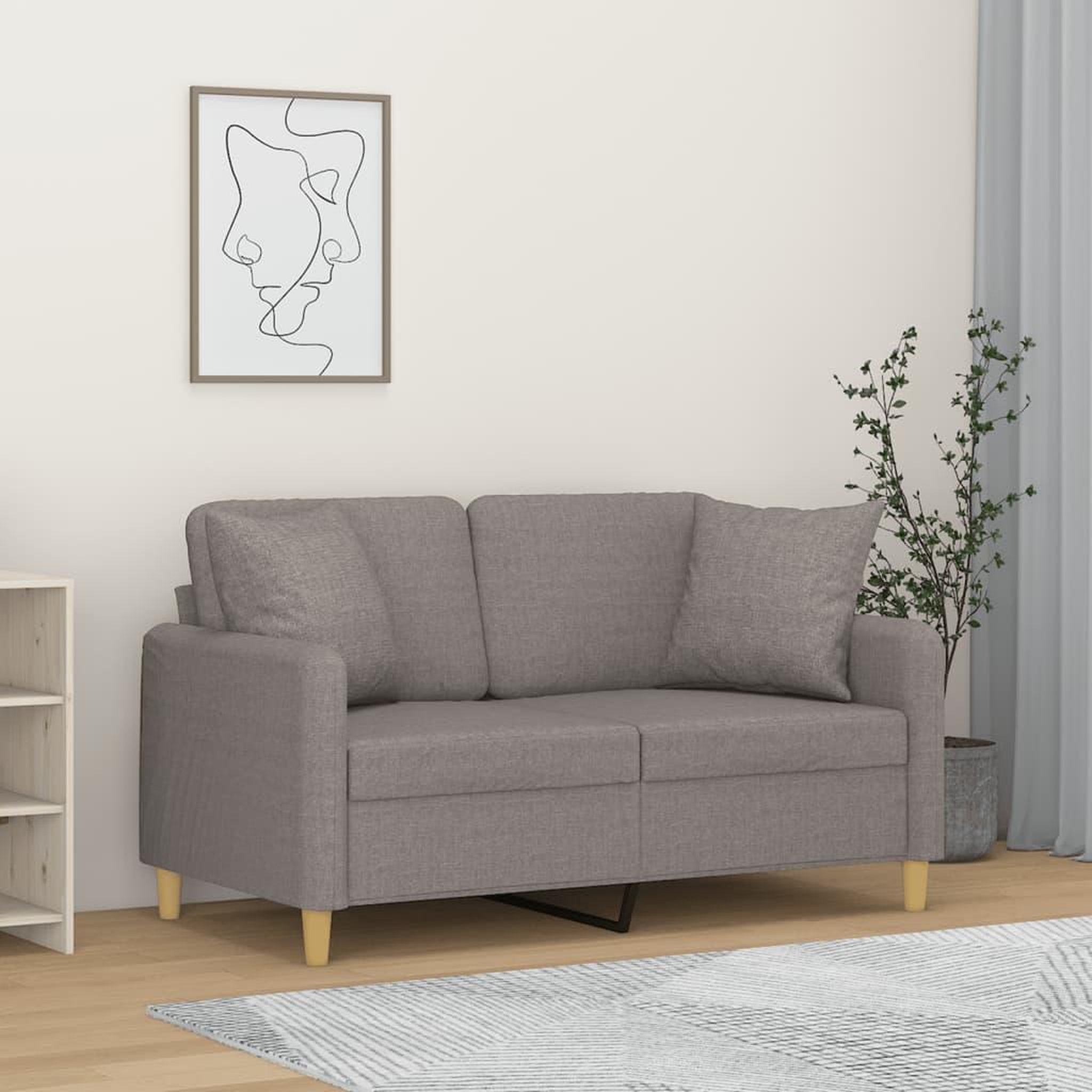 VIDAXL Canape 2 places avec oreillers gris clair 120 cm tissu