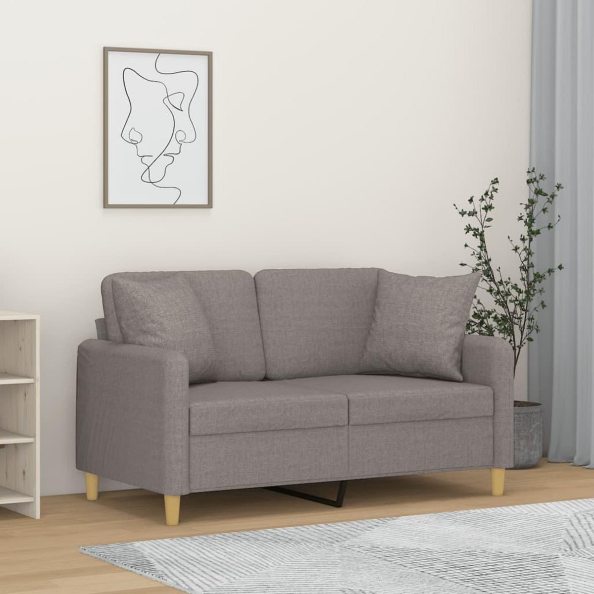 VIDAXL Canape 2 places avec oreillers gris clair 120 cm tissu