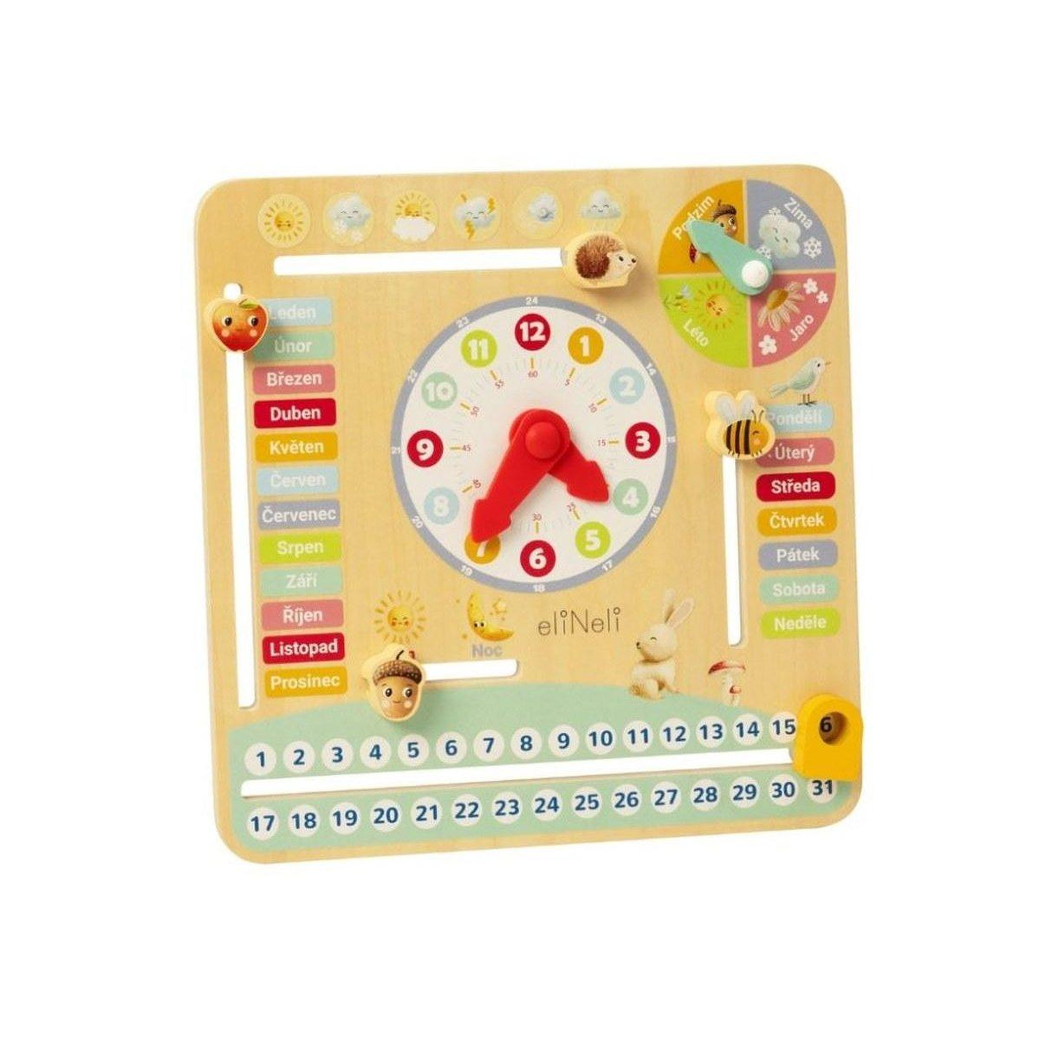 Voir la diapositive 3 : ELINELI Calendrier en bois avec horloge