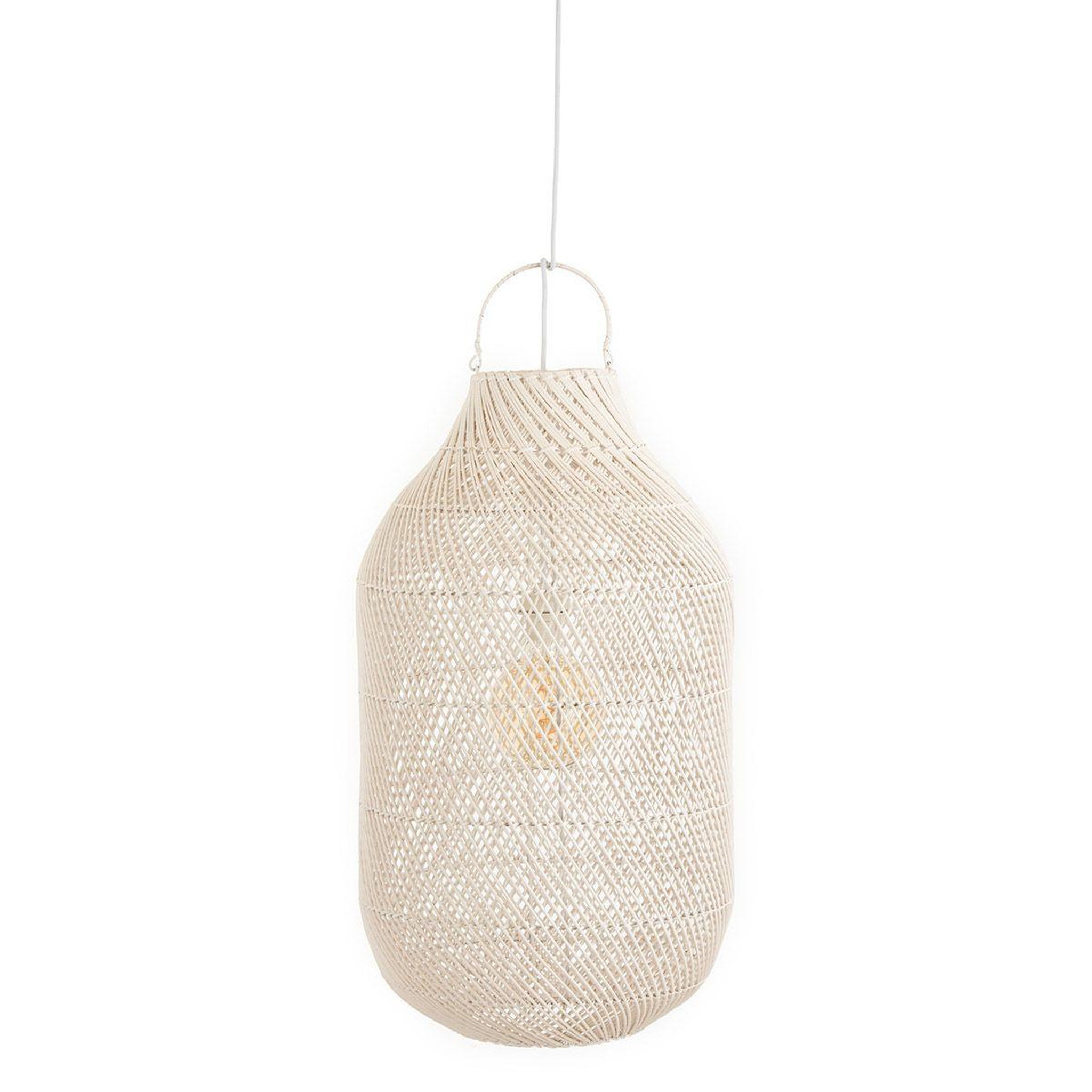 Voir la diapositive 1 : J-LINE Abat-Jour Cylindrique Déco  Rotin  75cm Blanc