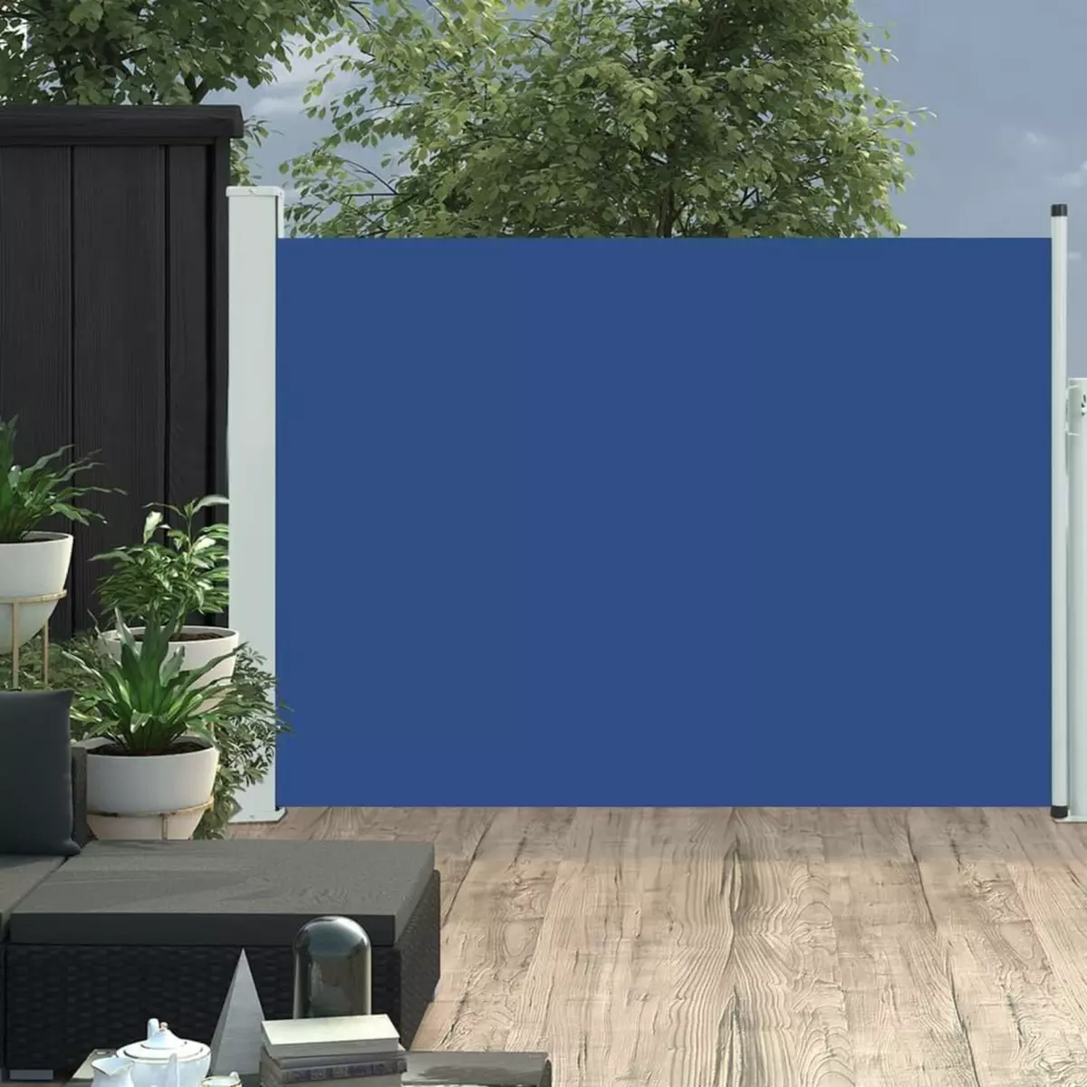 VIDAXL Auvent lateral retractable de patio 100x500 cm Bleu