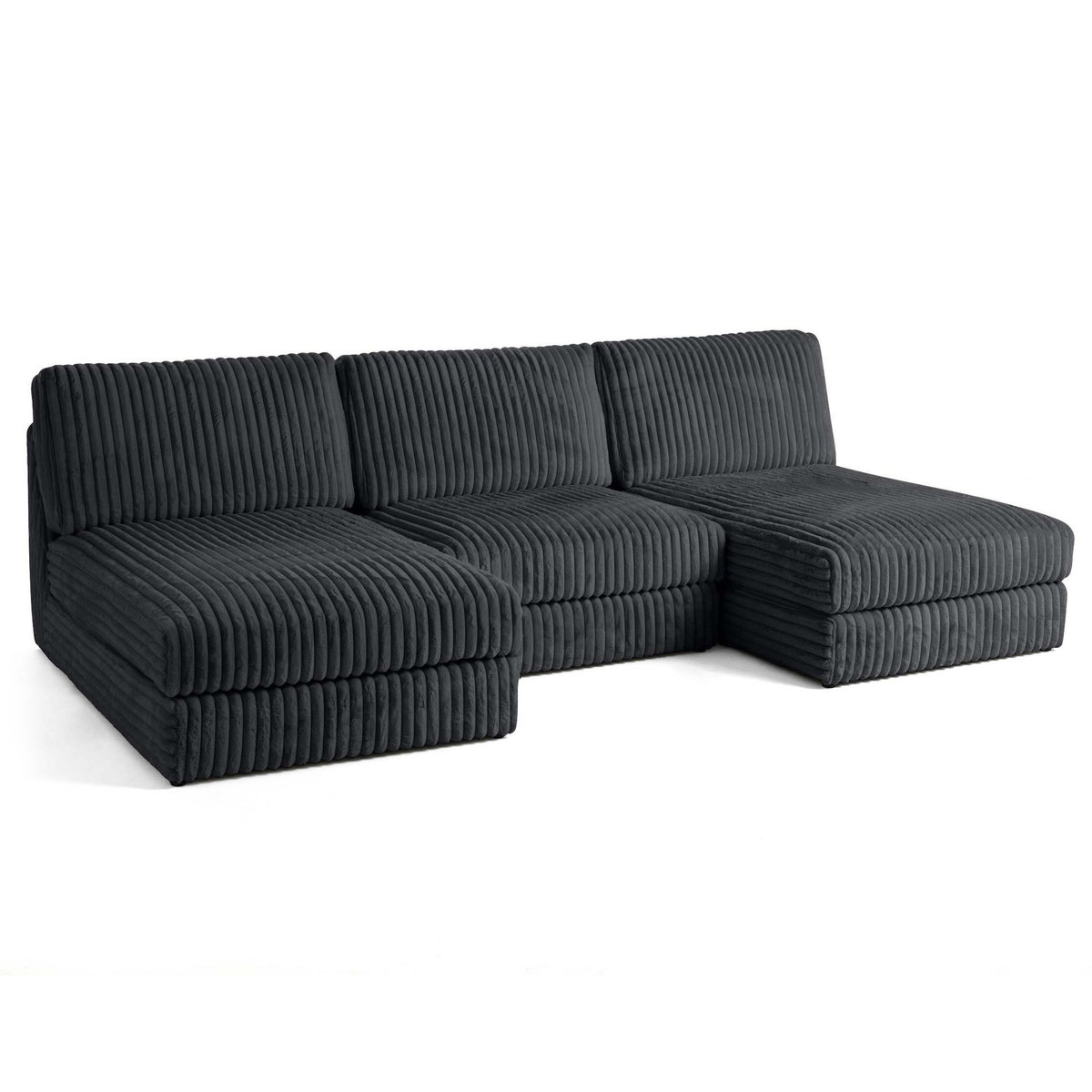 LISA DESIGN Jasper - canapé panoramique modulable - en fausse fourrure côtelée