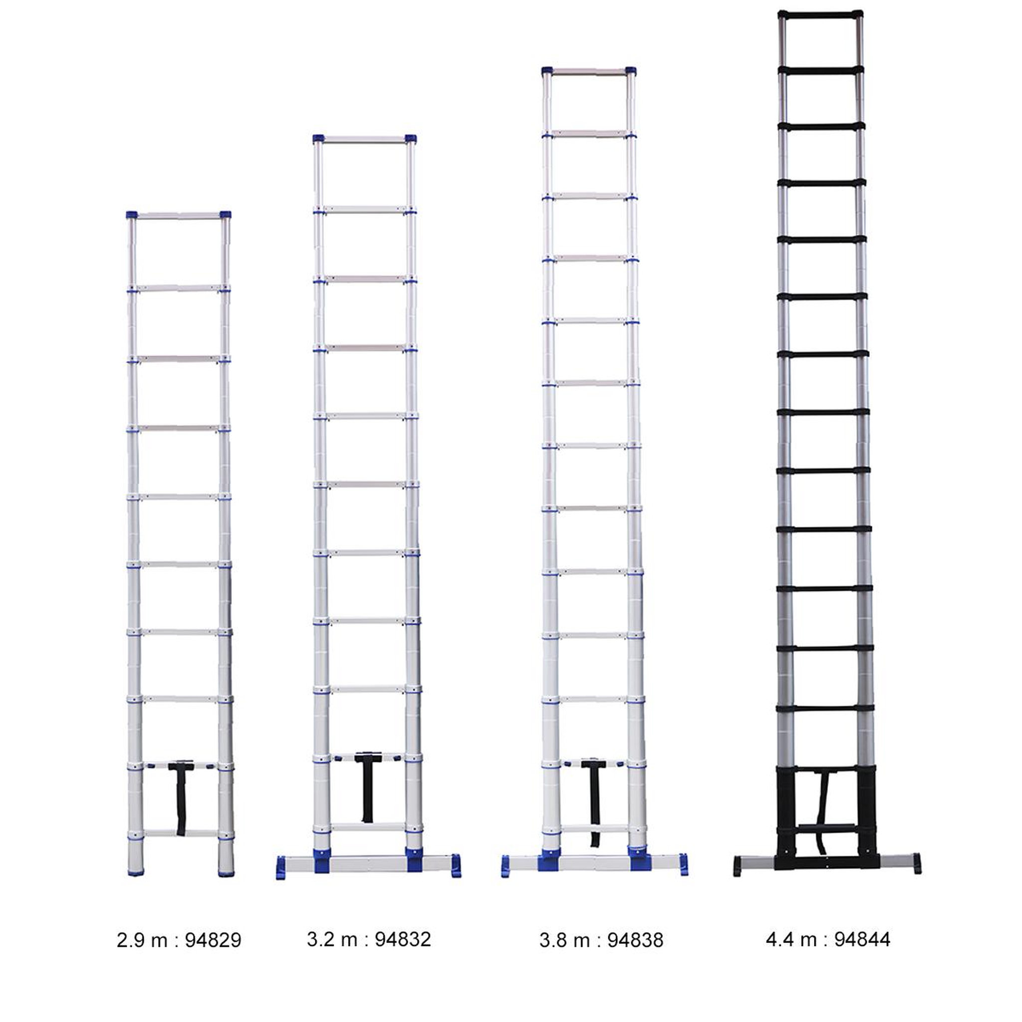 Voir la diapositive 2 : TUBESCA COMABI Echelle télescopique aluminium 4.4m - 94844