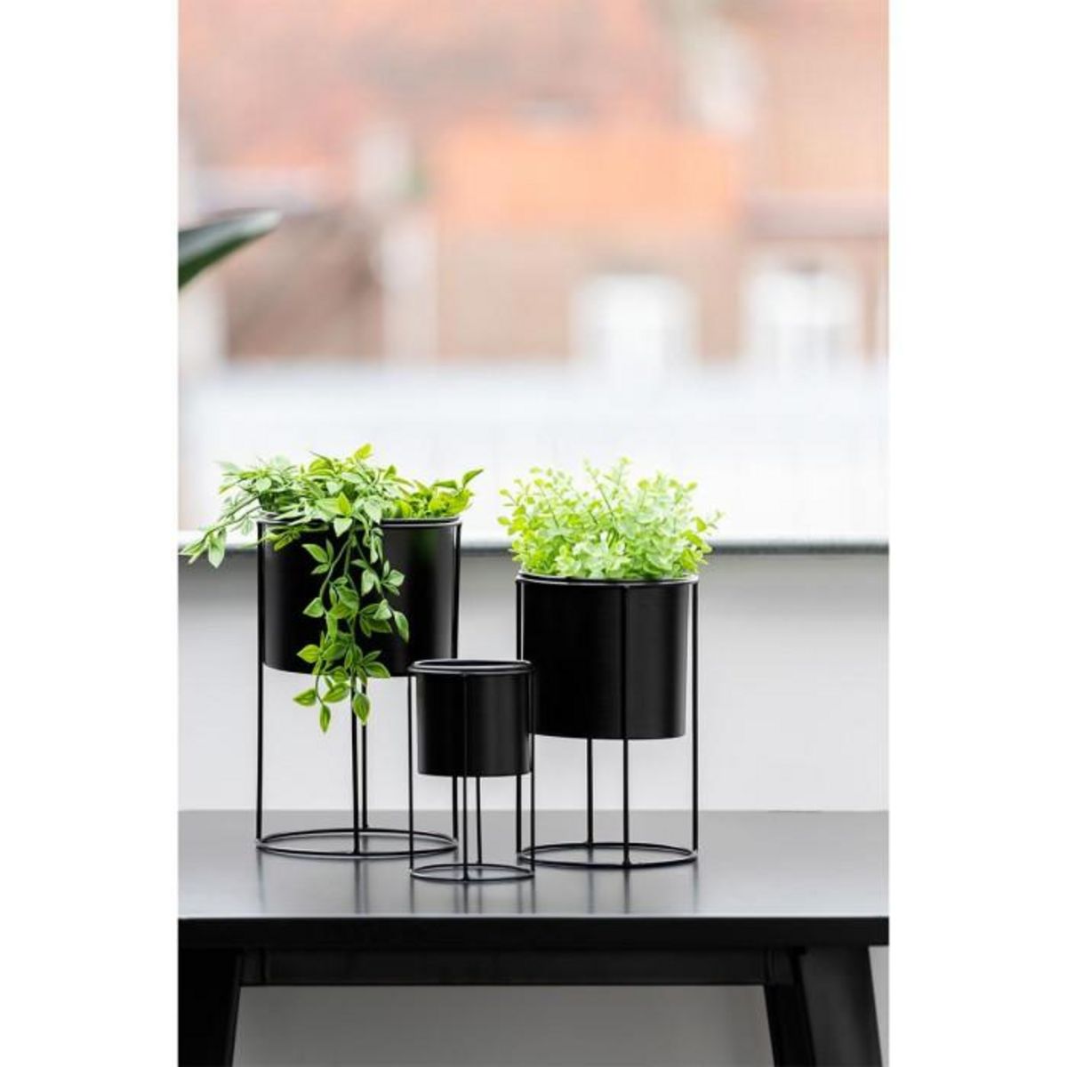 Paris Prix Cache-Pot sur Pied Design  Métal  33cm Noir