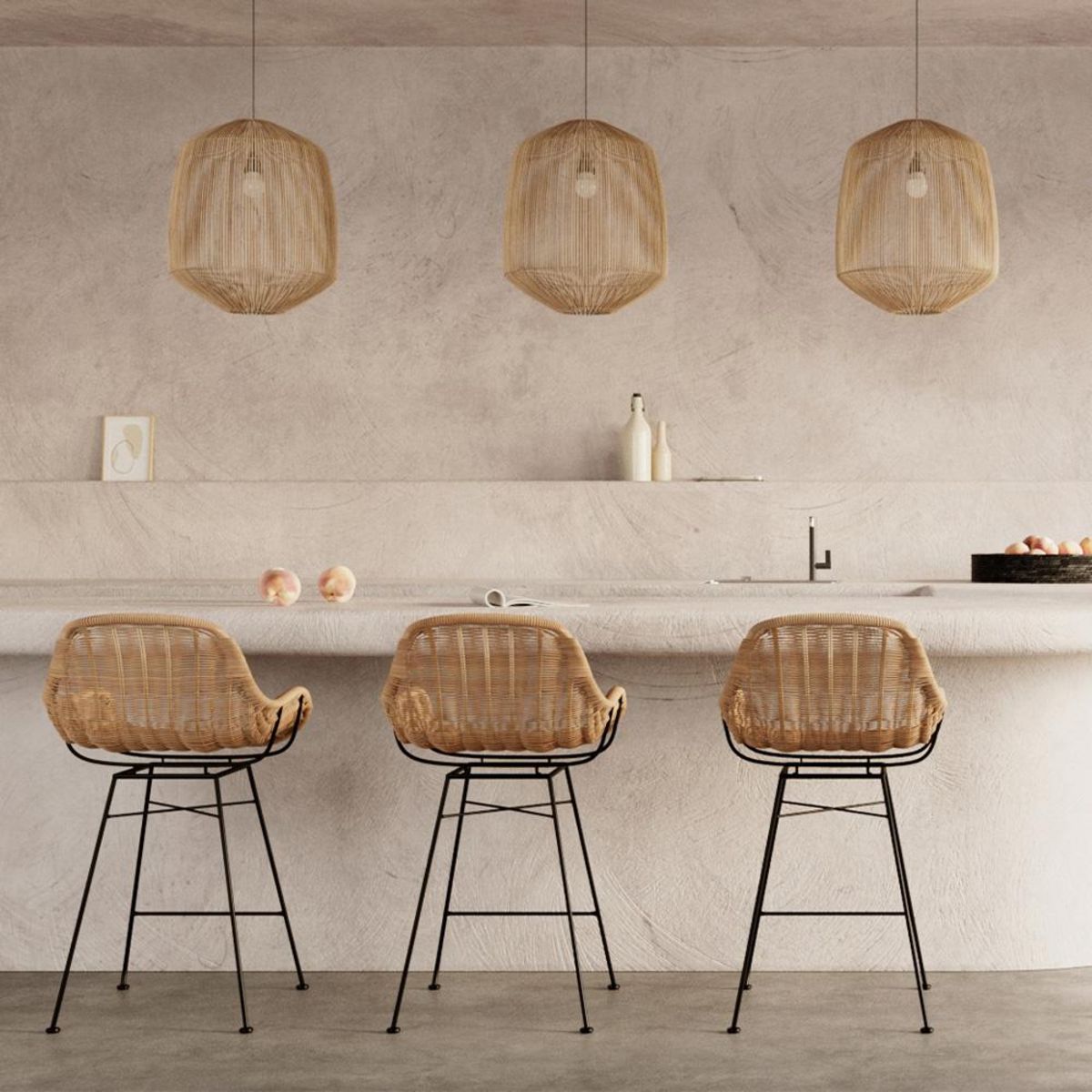 Rendez vous déco Abat-jour naturel pour suspension en rotin D40 cm - Hajar