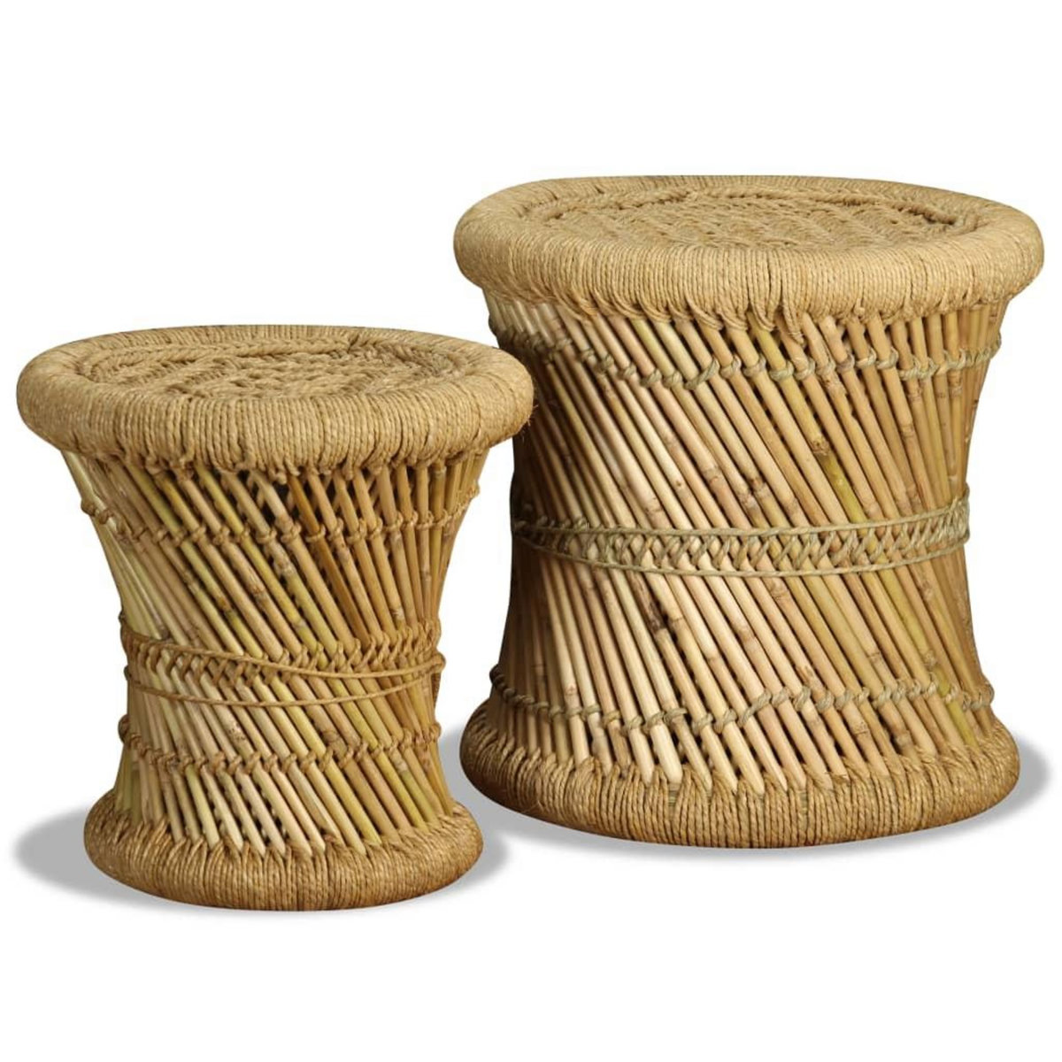 VIDAXL Tabourets lot de 2 Bambou et jute