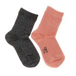 DIM 2x Paires de Chaussettes Montantes /Gris à Motifs Fille Dim Fantaisie. Coloris disponibles : Rose