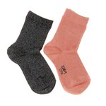 DIM 2x Paires de Chaussettes Montantes /Gris à Motifs Fille Dim Fantaisie. Coloris disponibles : Rose