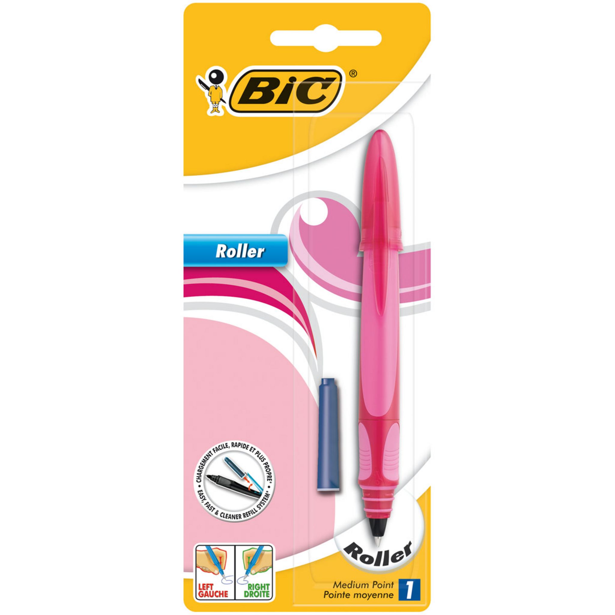 Lot De 3 Stylos Plume BIC EasyClic - Rose - Neufs Jamais Encrés - Cartouches Incluses