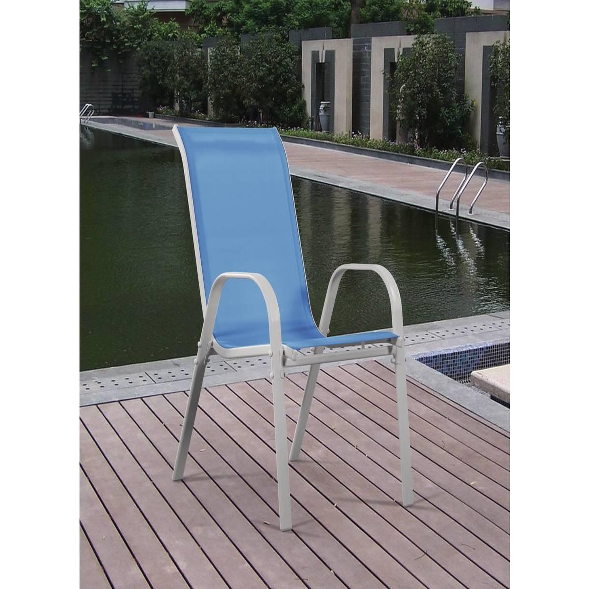 Voir la diapositive 3 : Habitat et Jardin Fauteuil jardin textilène  cordoba  - phoenix - bleu - lot de 4