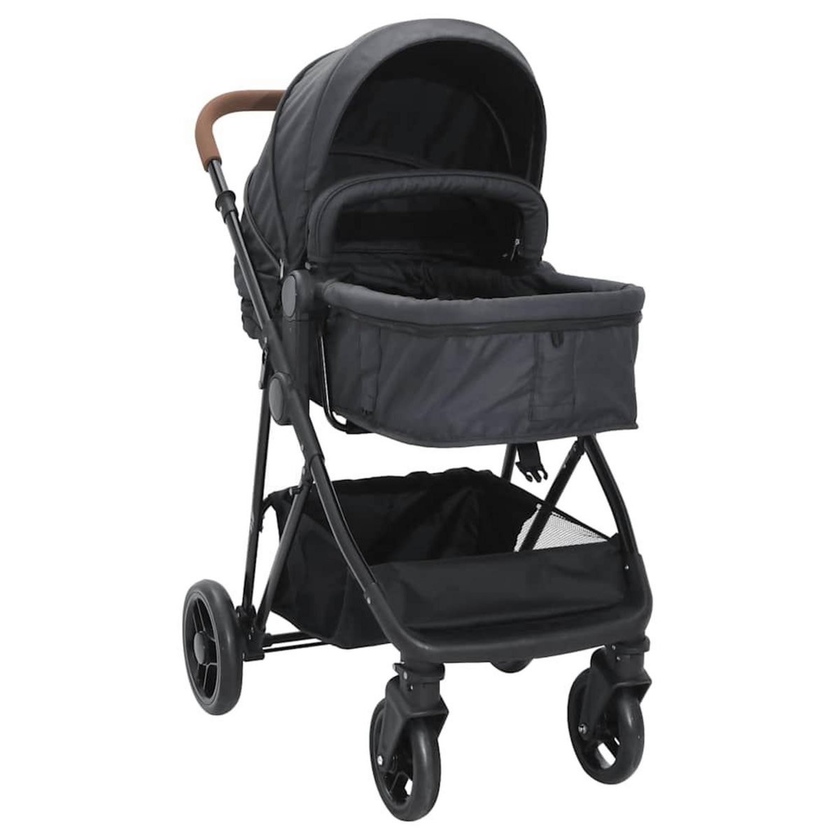VIDAXL Poussette pour bebe 2-en-1 Anthracite et noir Acier