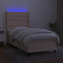 Voir la diapositive 3 : VIDAXL Sommier a lattes de lit matelas et LED Creme 80x200cm Tissu