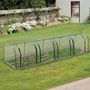 Voir la diapositive 2 : OUTSUNNY Serre de jardin tunnel 3,95L x 1l x 0,8H m 4 portes zippées bâche PVC transparent acier thermolaqué vert