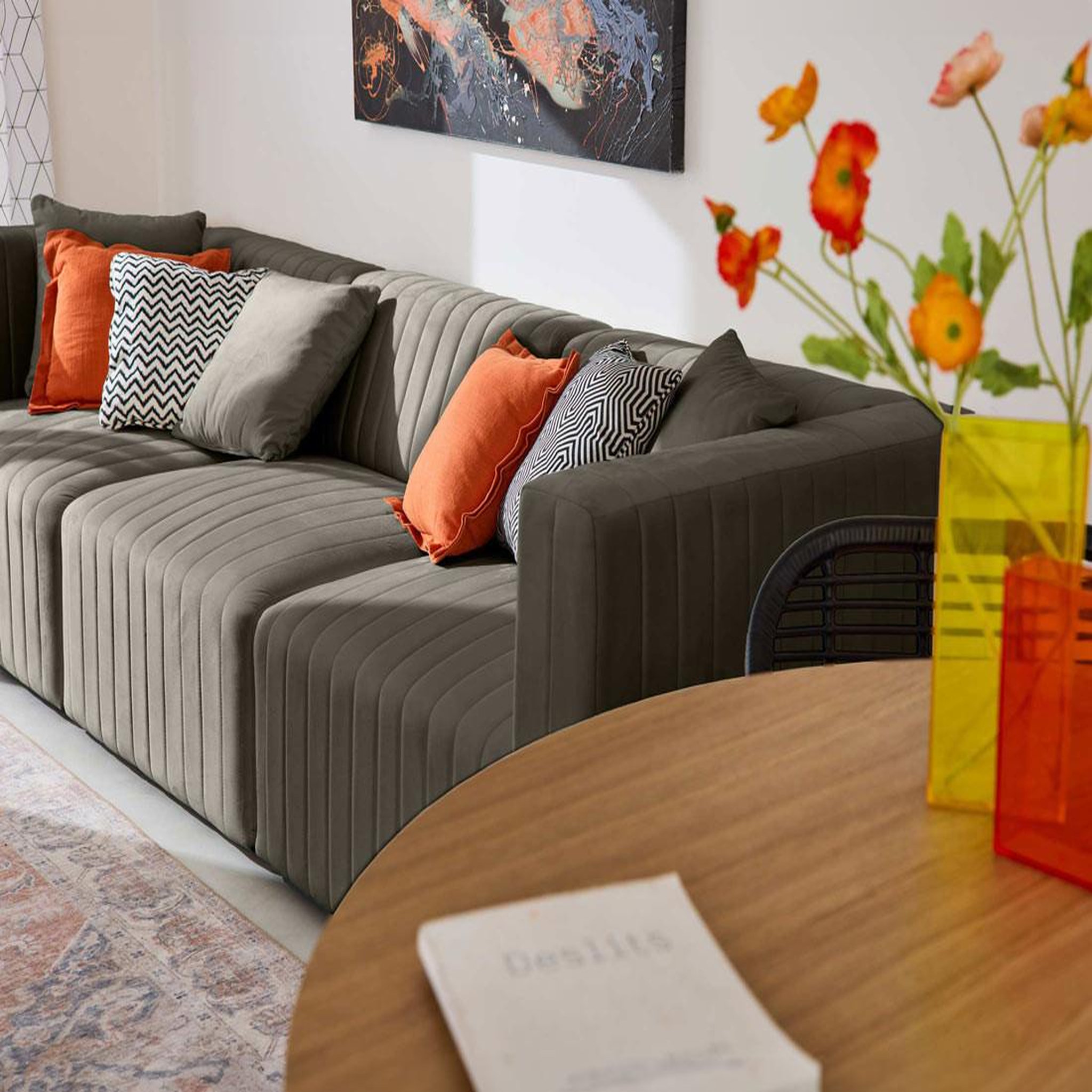 Voir la diapositive 3 : BEST MOBILIER Nova - canapé modulable 3 places - en velours