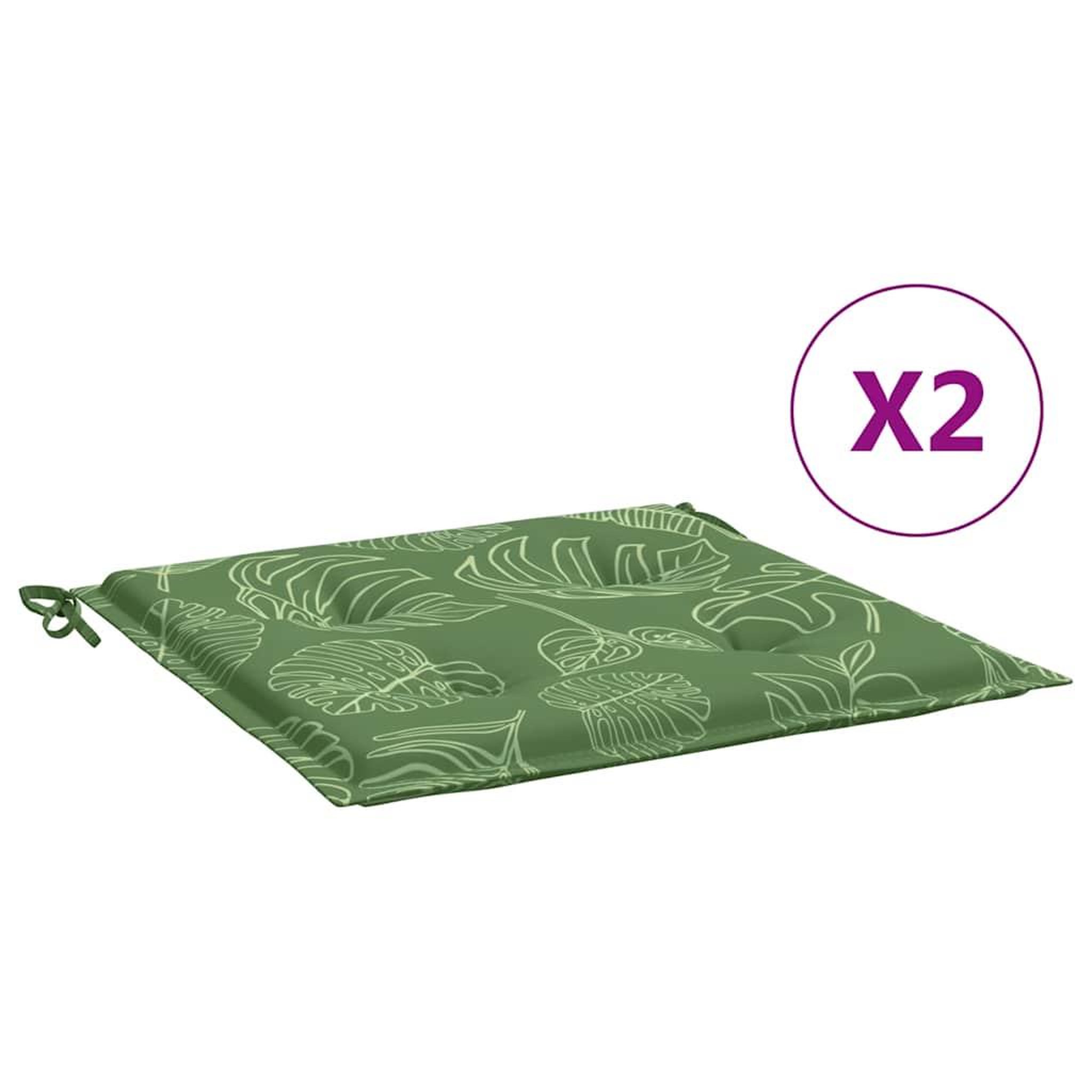 Voir la diapositive 2 : VIDAXL Coussins de chaise lot de 2 motif de feuilles 50x50x3 cm tissu