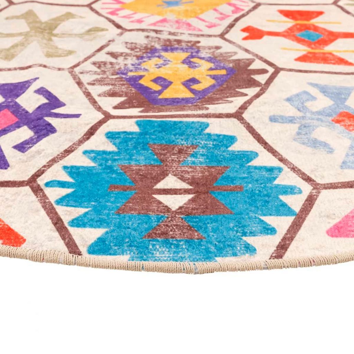 VIDAXL Tapis lavable multicolore Ø 120 cm antiderapant