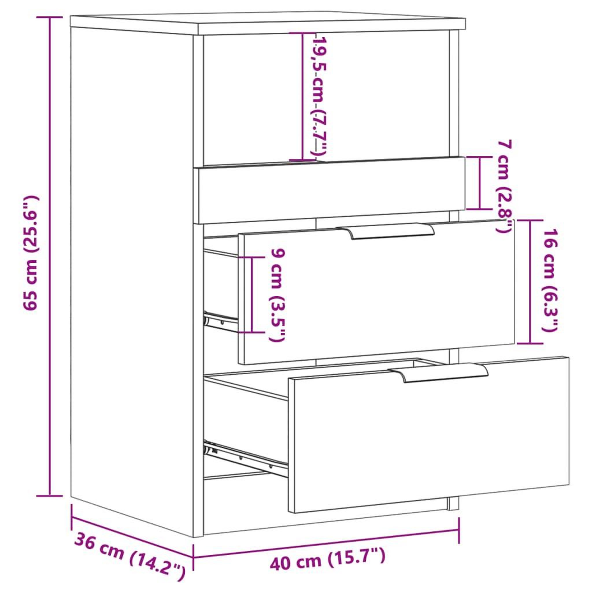 Voir la diapositive 6 : VIDAXL Table de chevet vieux bois 40x36x65 cm bois d'ingenierie