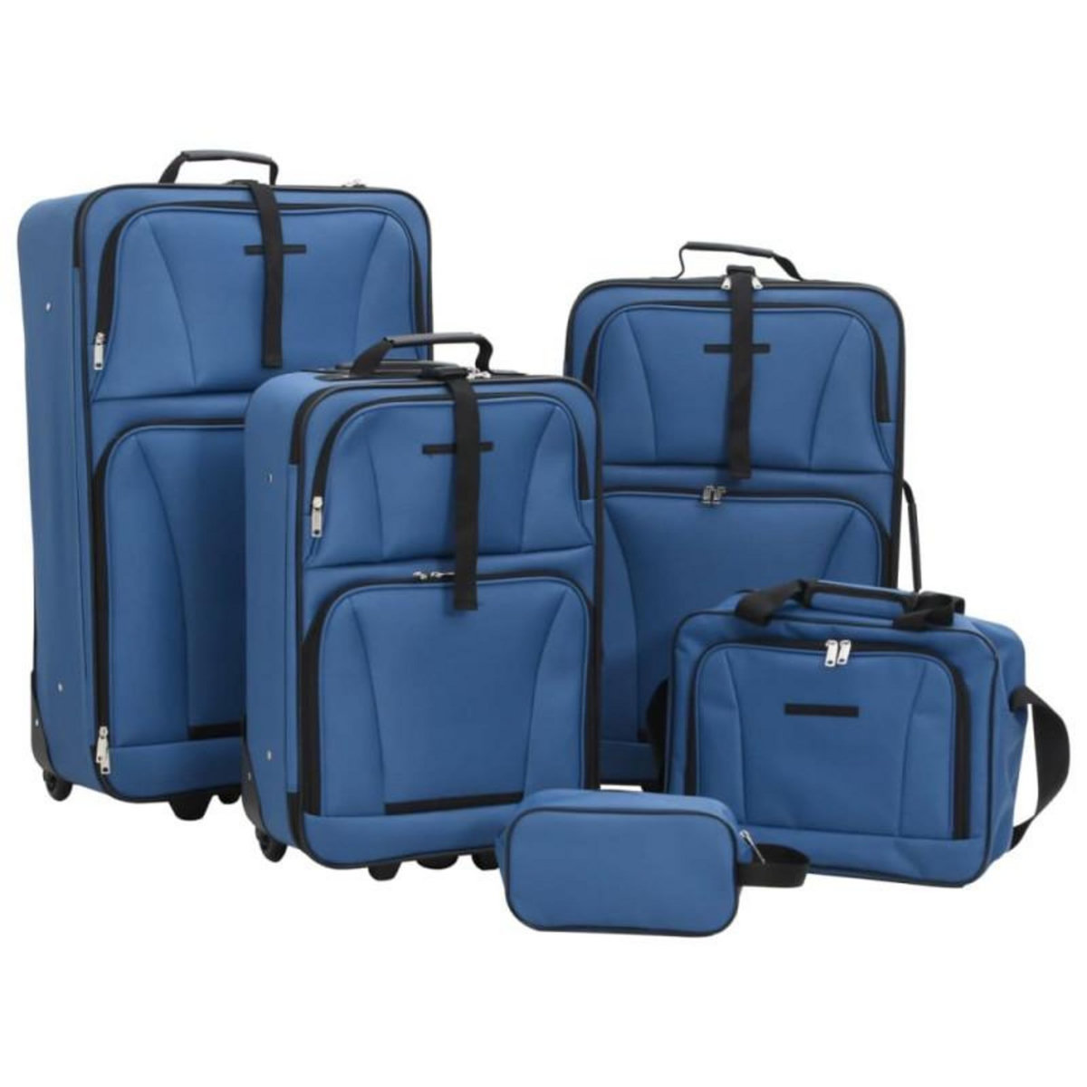 VIDAXL Ensemble de bagages de voyage bleu tissu