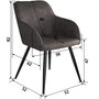 Voir la diapositive 4 : tectake Ensemble 6 chaises cuir synthétique revêtement tissu gris foncé-noir