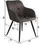 Voir la diapositive 4 : tectake Ensemble 6 chaises cuir synthétique revêtement tissu gris foncé-noir