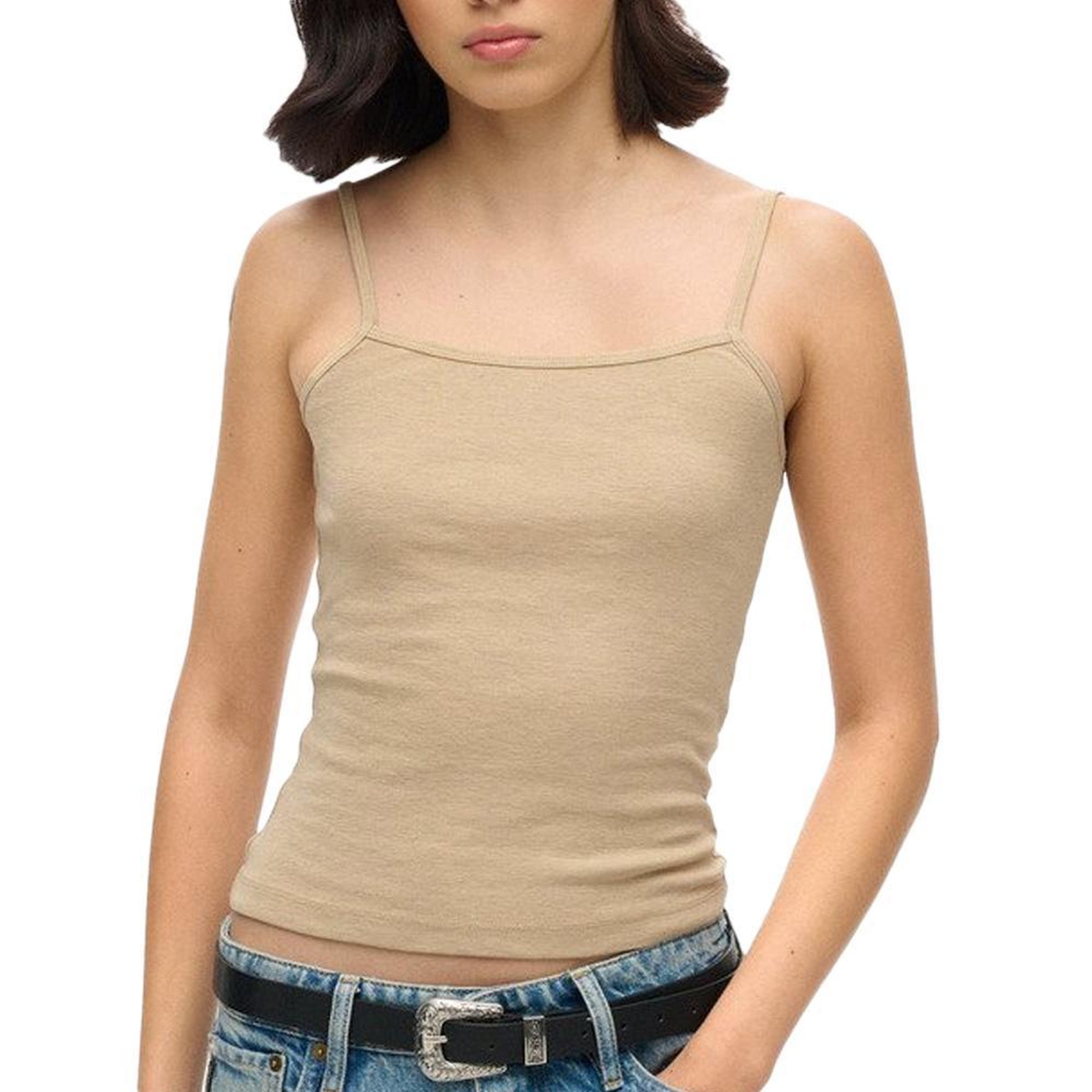 Voir la diapositive 1 : SUPERDRY Débardeur Marron Clair Femme Superdry Fine
