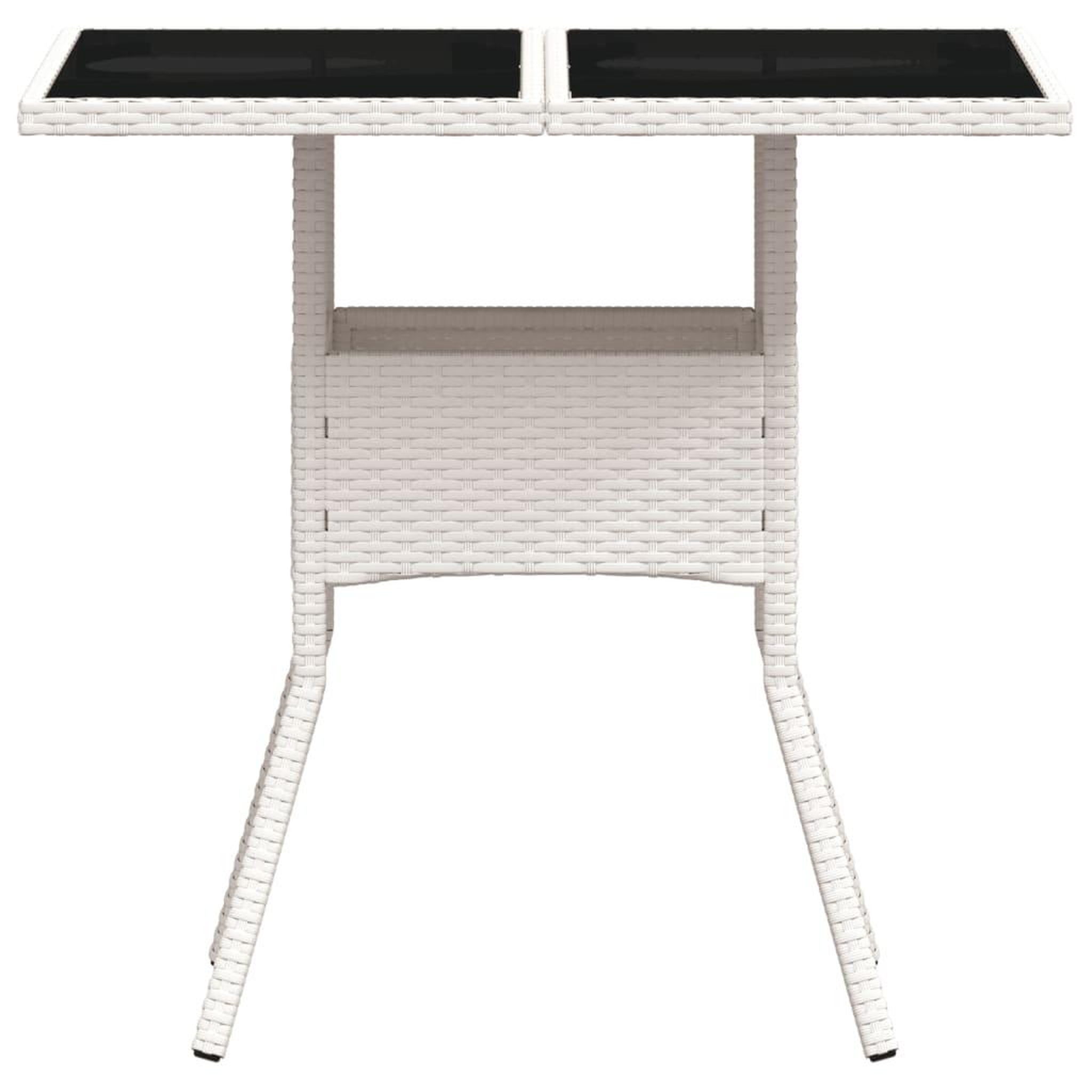 Voir la diapositive 5 : VIDAXL Table de jardin dessus en verre blanc 80x80x75cm resine tressee