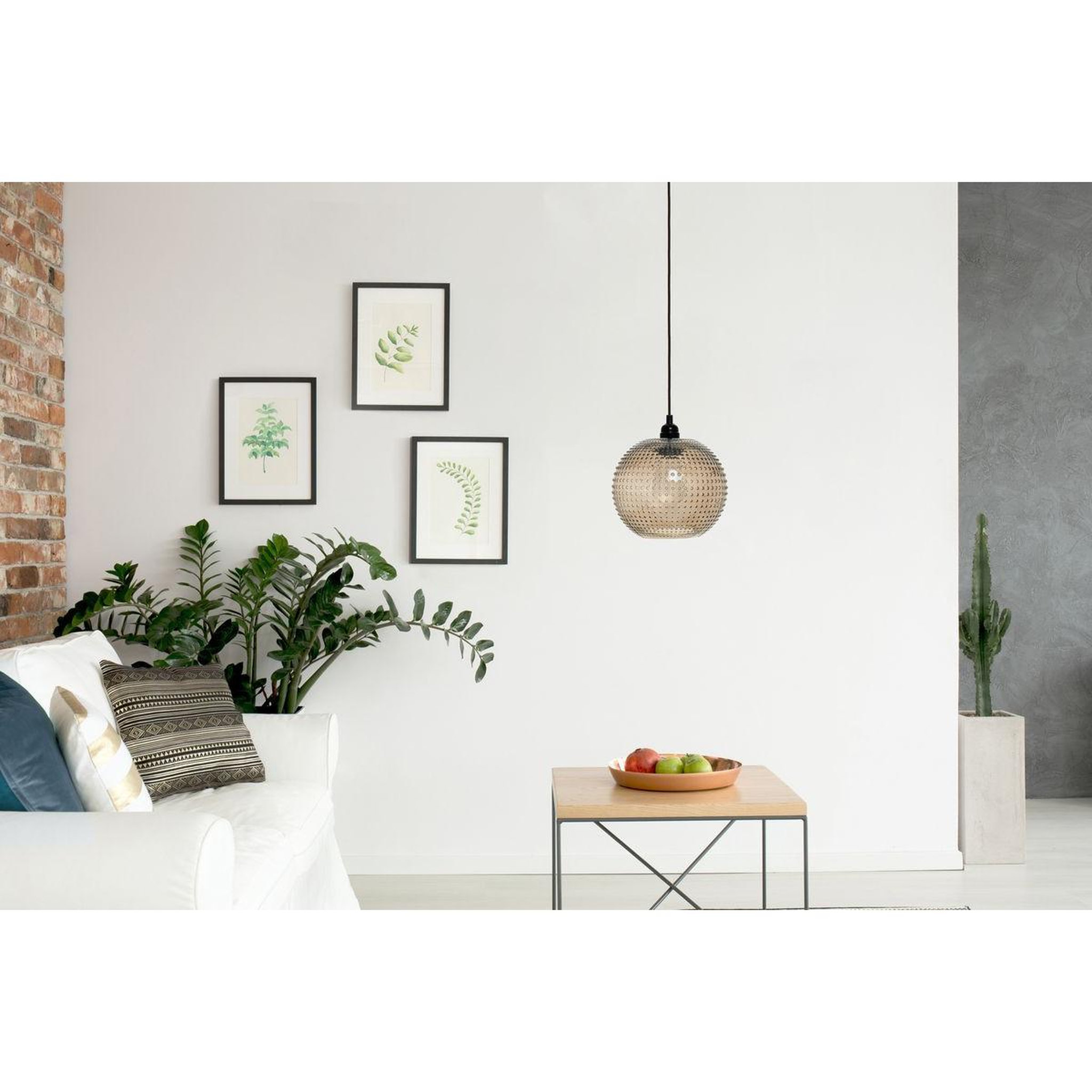 Voir la diapositive 2 : Paris Prix Lampe suspension en verre  saturne  23cm marron