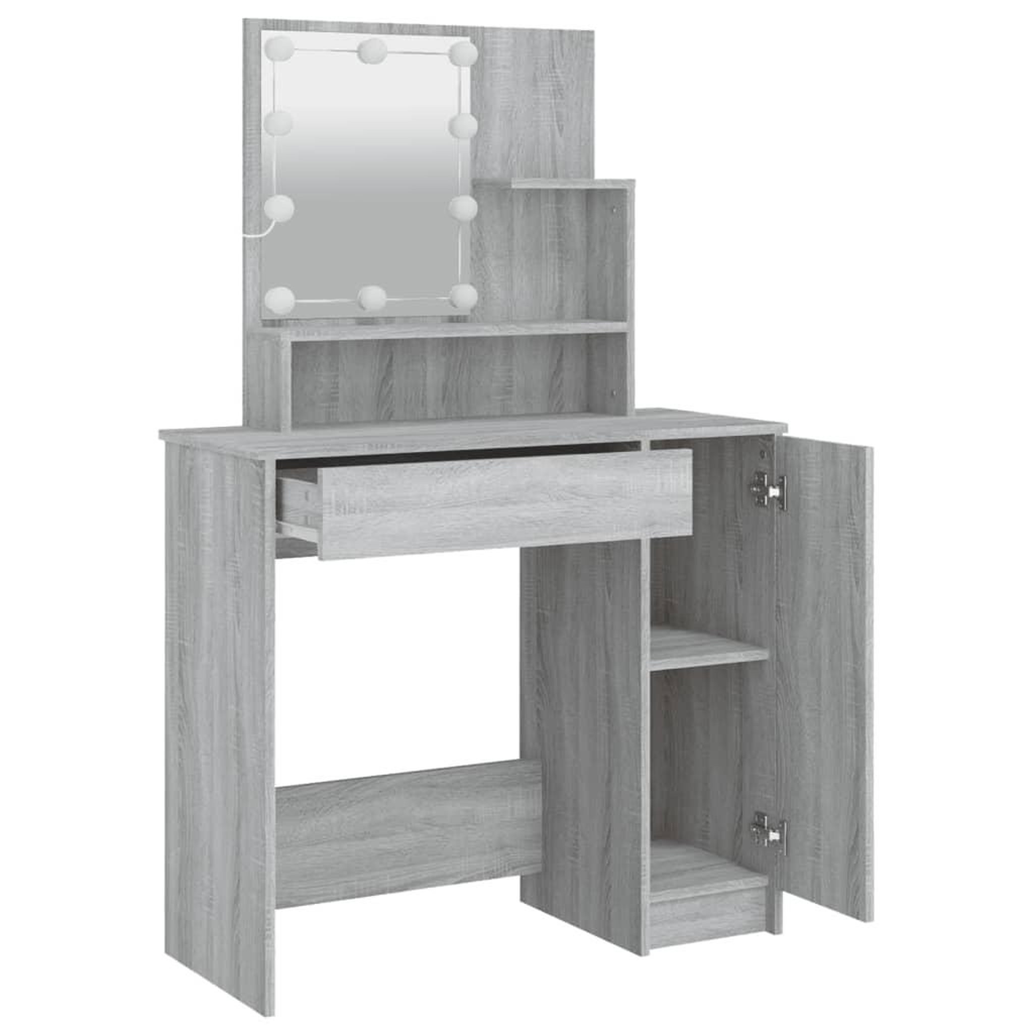 Voir la diapositive 4 : VIDAXL Coiffeuse avec LED Sonoma gris 86,5x35x136 cm