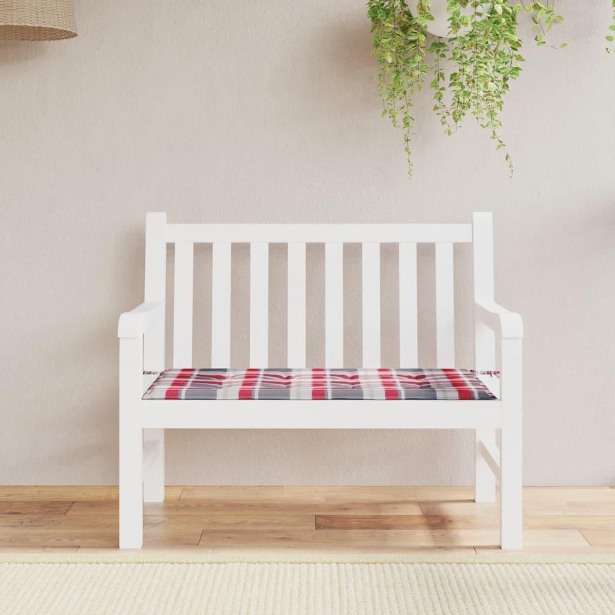 Voir la diapositive 1 : VIDAXL Coussin de banc de jardin motif a carreaux rouges 100x50x3cm