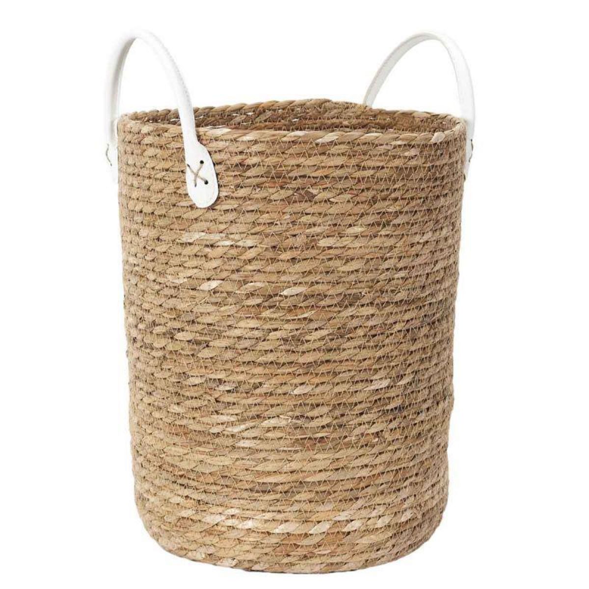 Paris Prix Lot de 3 Paniers Déco  Tressé  45cm Naturel & Blanc