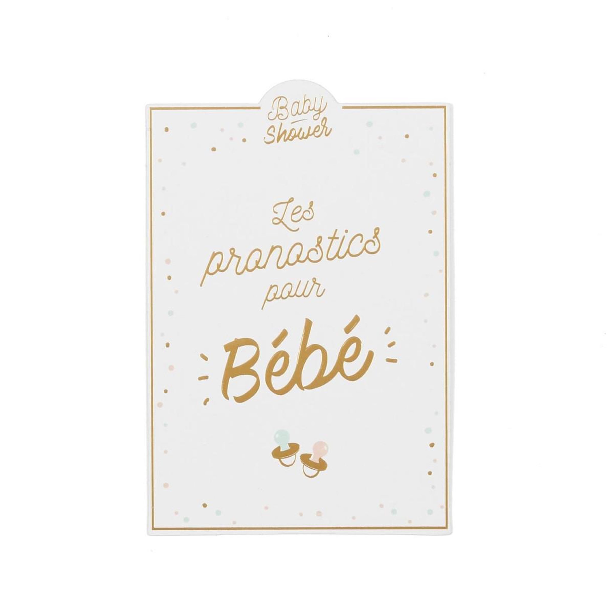 Voir la diapositive 2 : PARTY TIME Lot de 10 cartes de pronostics  baby shower  12cm blanc