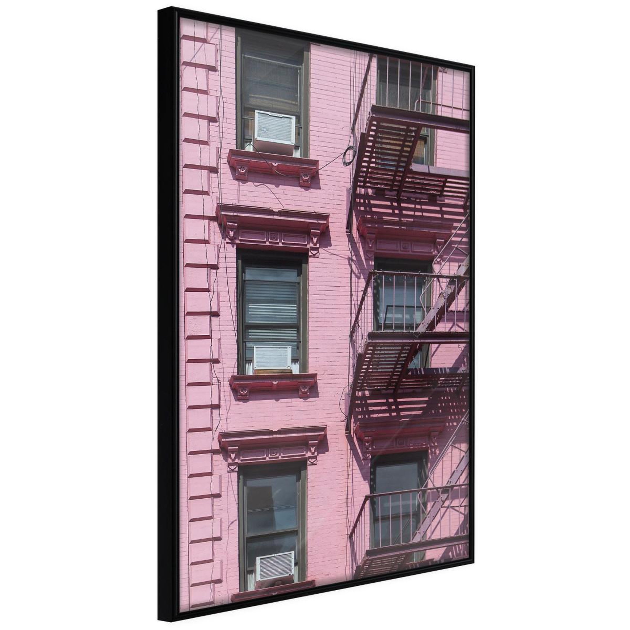Paris Prix Affiche murale encadrée  pink facade. Coloris disponibles : Noir, Jaune