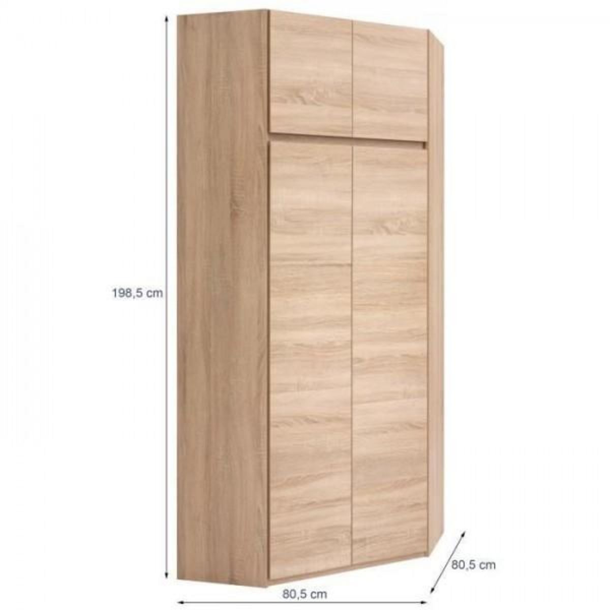 MARKET24 ACADEMICA Armoire d'angle - Décor chene sonoma - Contemporain - Chambre - L 80,5 cm