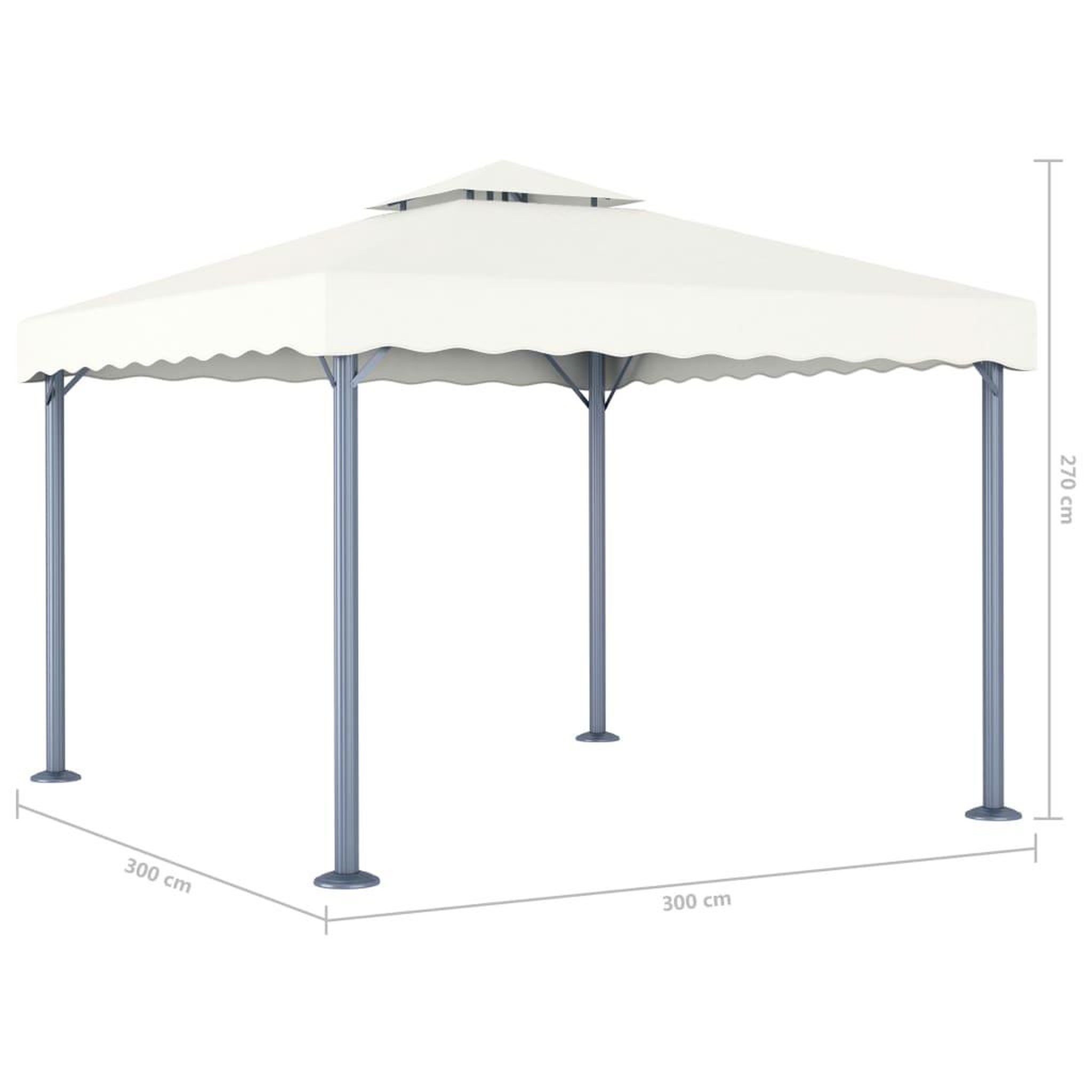 Voir la diapositive 6 : VIDAXL Tonnelle avec guirlande lumineuse LED 300x300cm Creme Aluminium