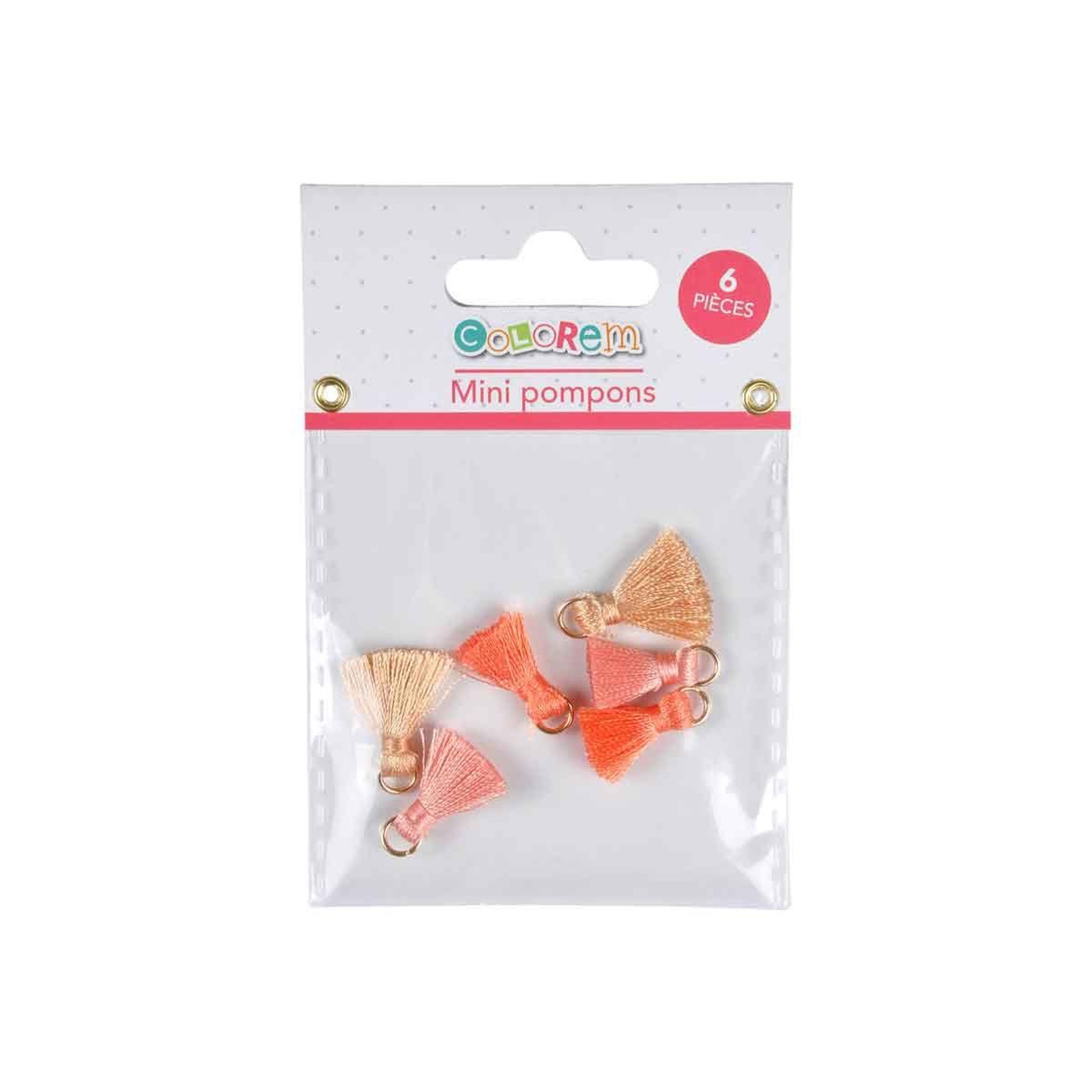 Voir la diapositive 2 : HOMEA Lot de 6 Mini Pompons  Bijoux  1cm Rose & Corail