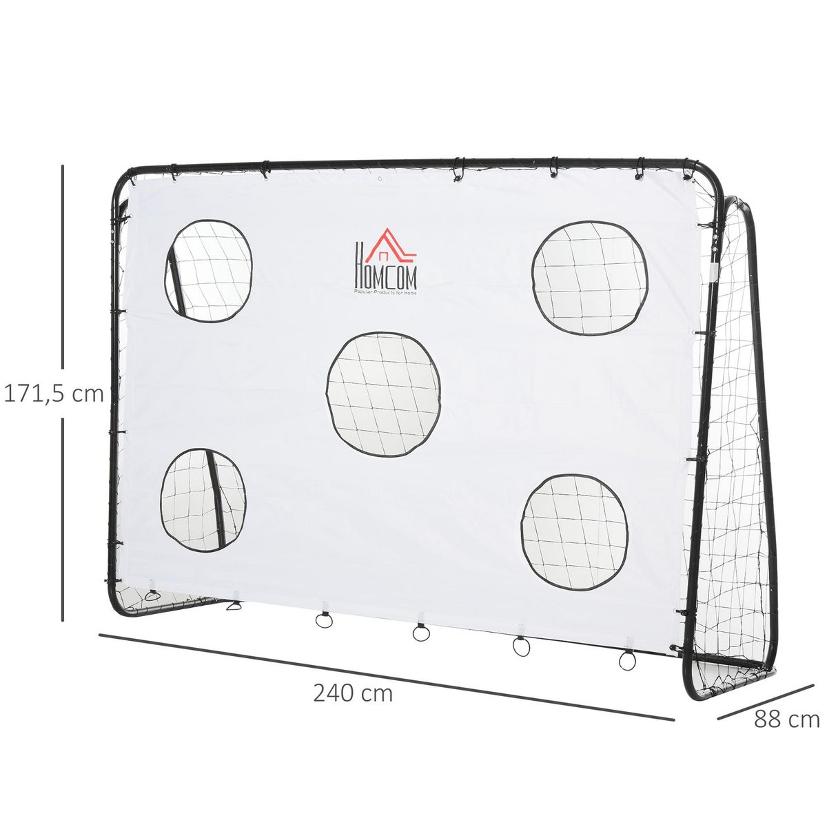 HOMCOM But de football - cage de foot avec cible dim. 240 x 88 x 174 cm - acier thermolaqué noir polyester blanc