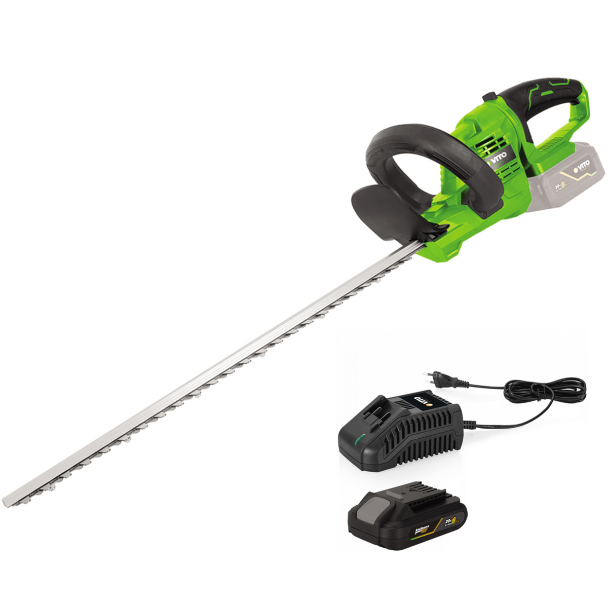 VITO Taille haies sans fil 20V + Batterie lithium 3.0AH Lame 51Cm Chargeur Rapide VITO