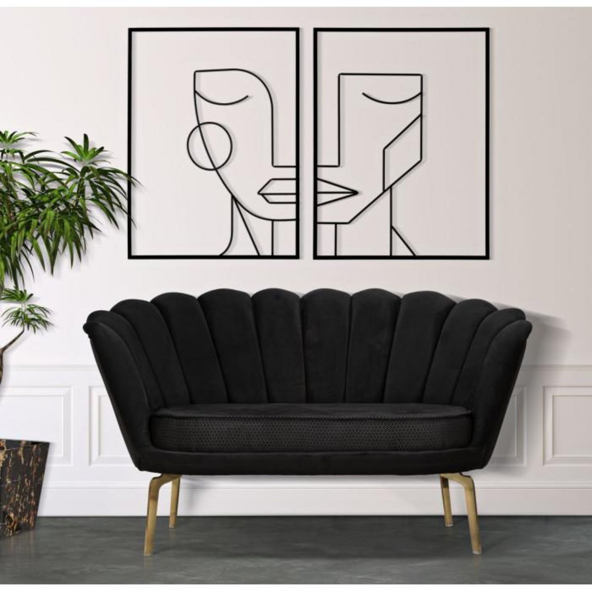 Paris Prix Lot de 2 Décorations Murales en Métal  Tribal  60cm Noir