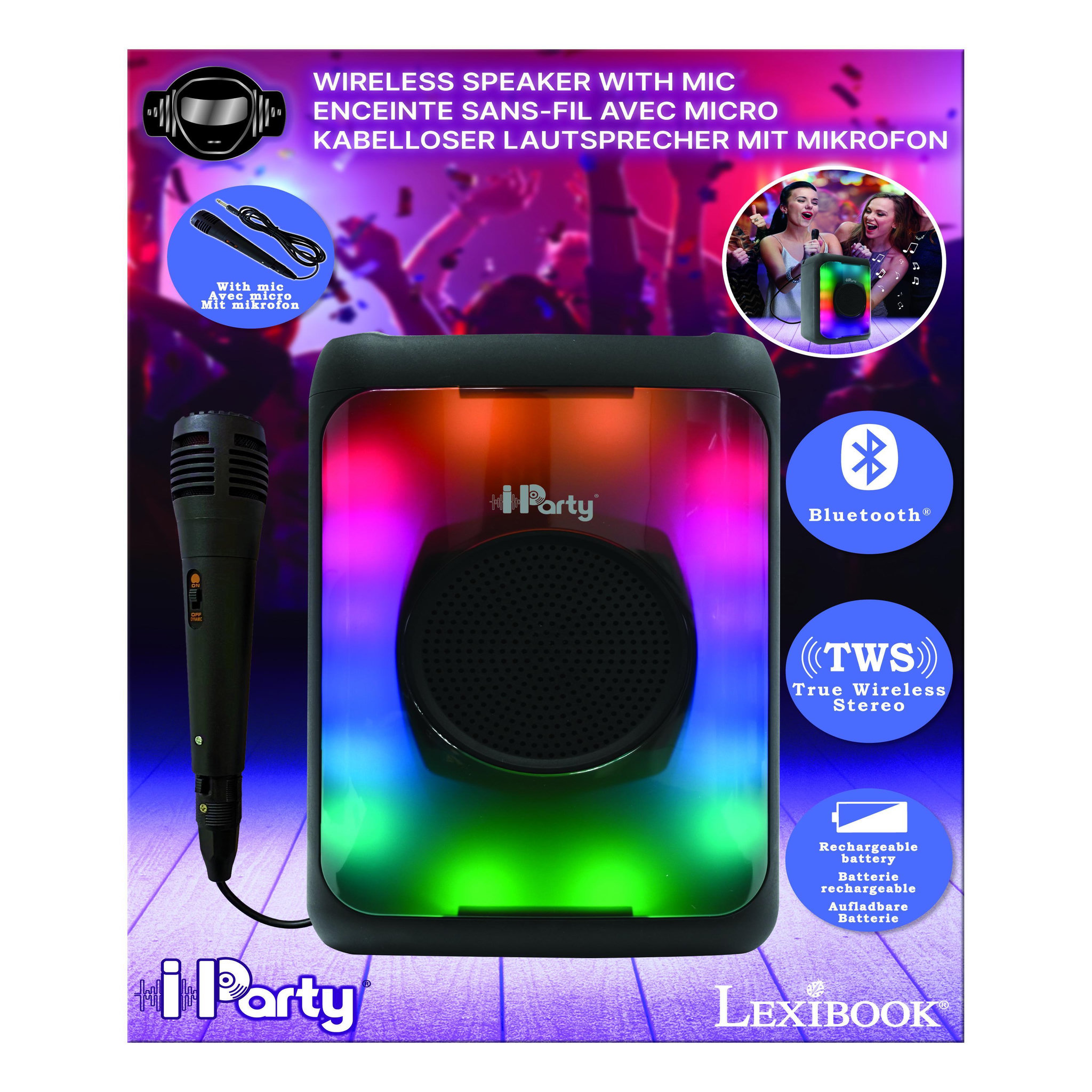 Voir la diapositive 3 : Lexibook Enceinte Taille Medium Bluetooth® lumineuse effet flammes multicolores avec micro