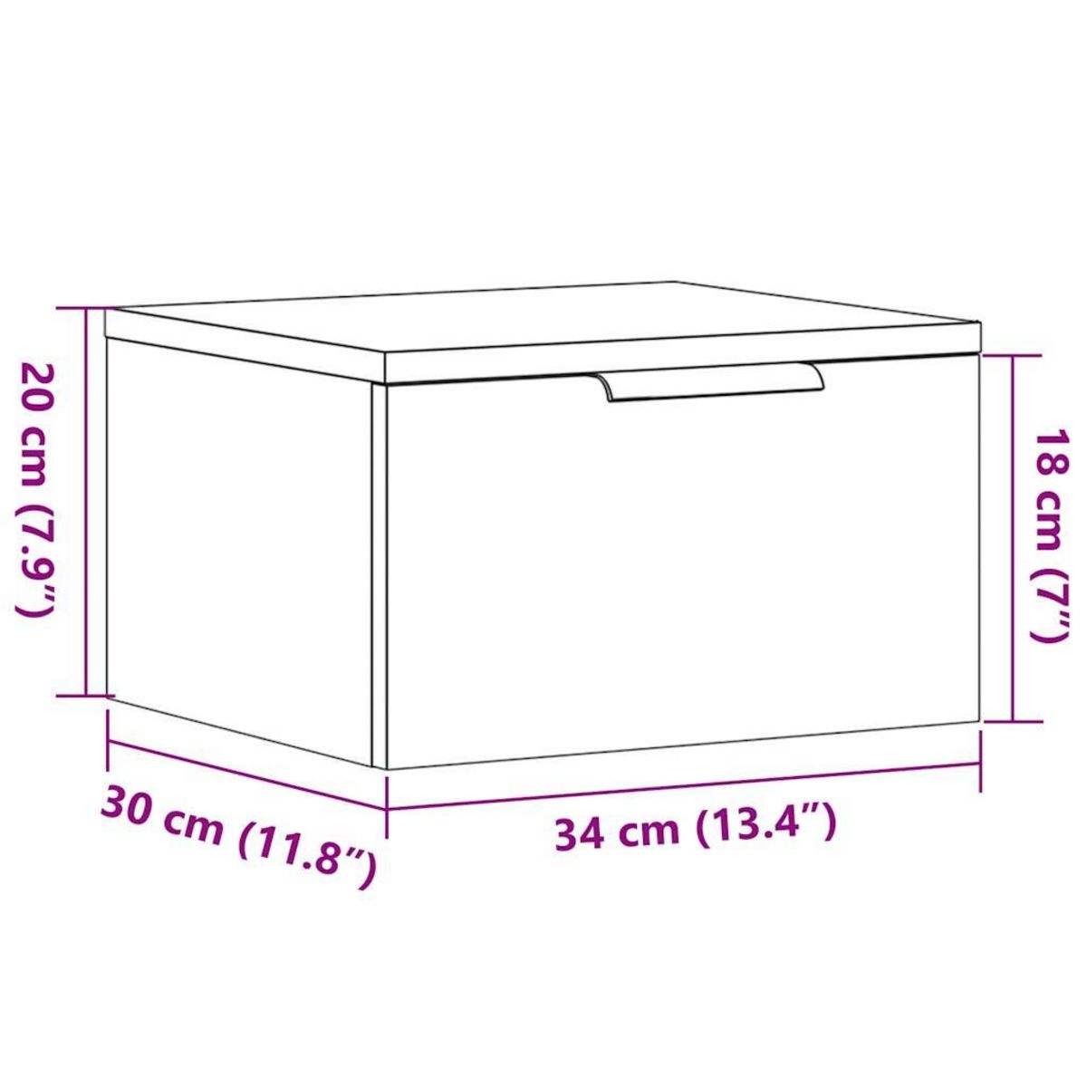 VIDAXL Table de chevet murale chene artisanal 34x30x20 cm