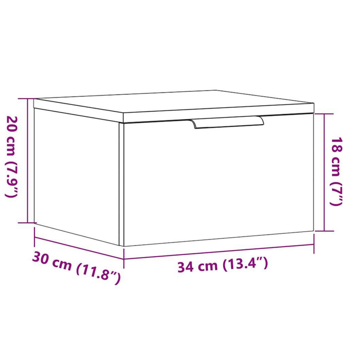 VIDAXL Table de chevet murale chene artisanal 34x30x20 cm