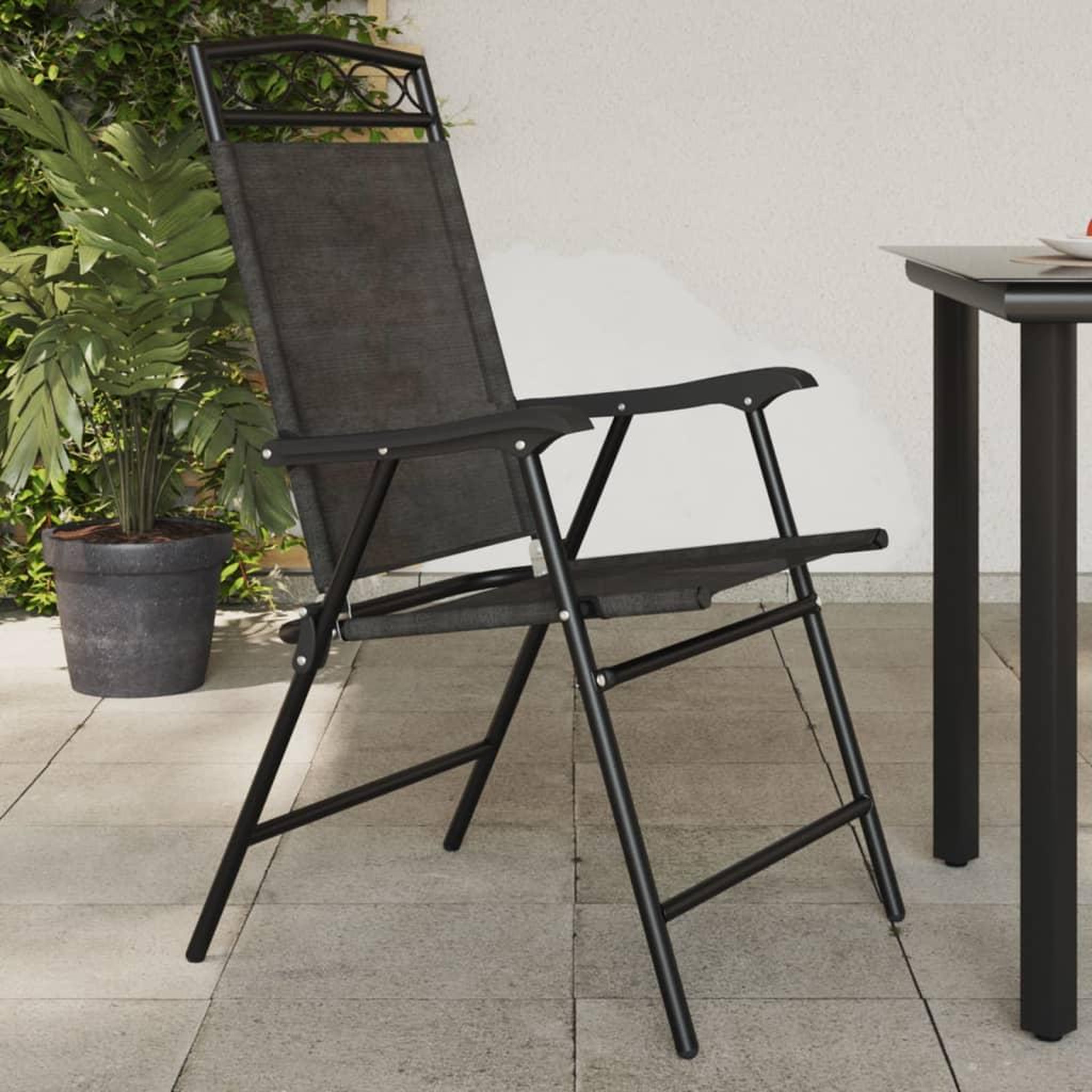 VIDAXL Chaises de jardin pliables lot de 8 en acier et textilene